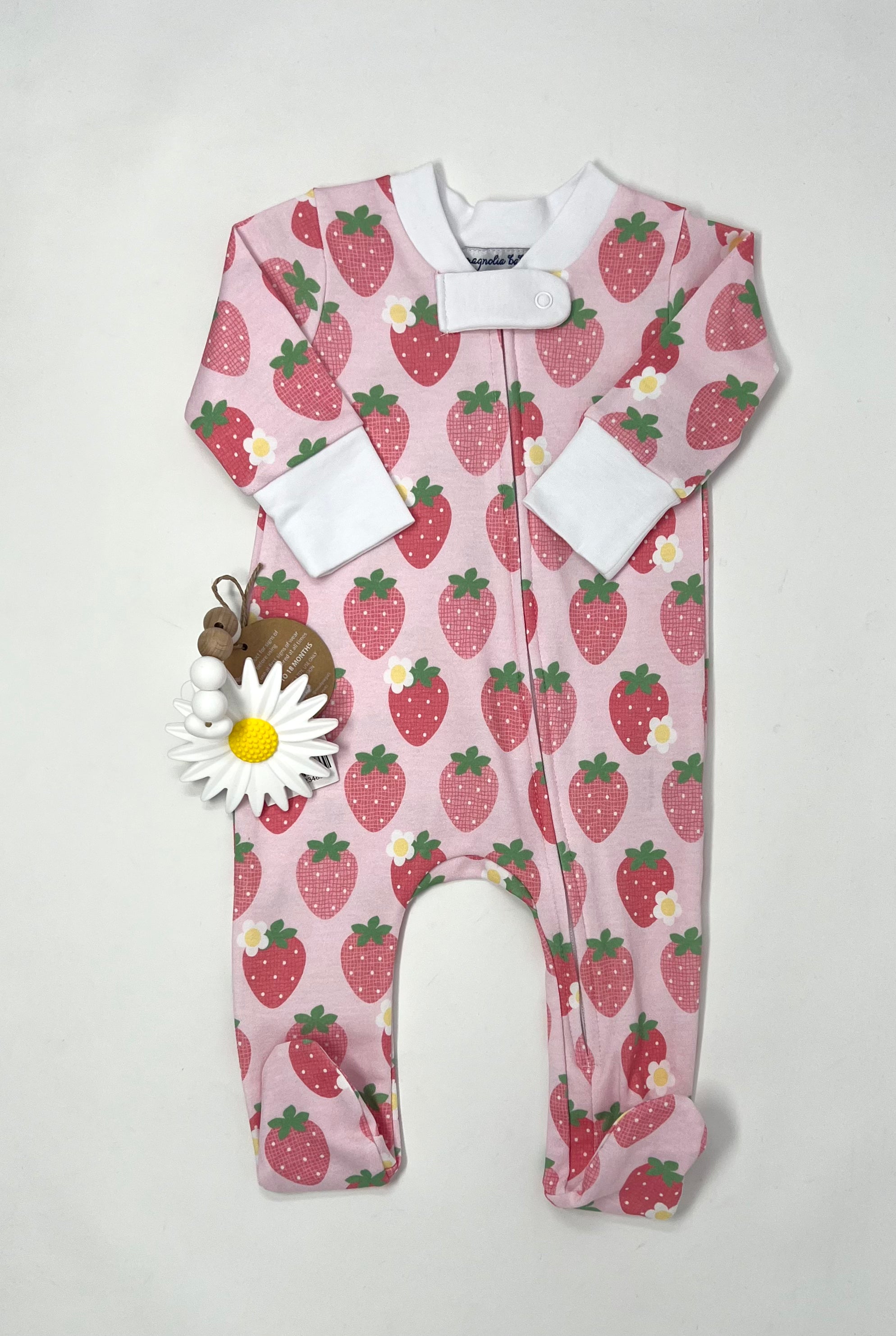 Berry Sweet Printed Zipper Footie Baby Sleepwear Magnolia Baby