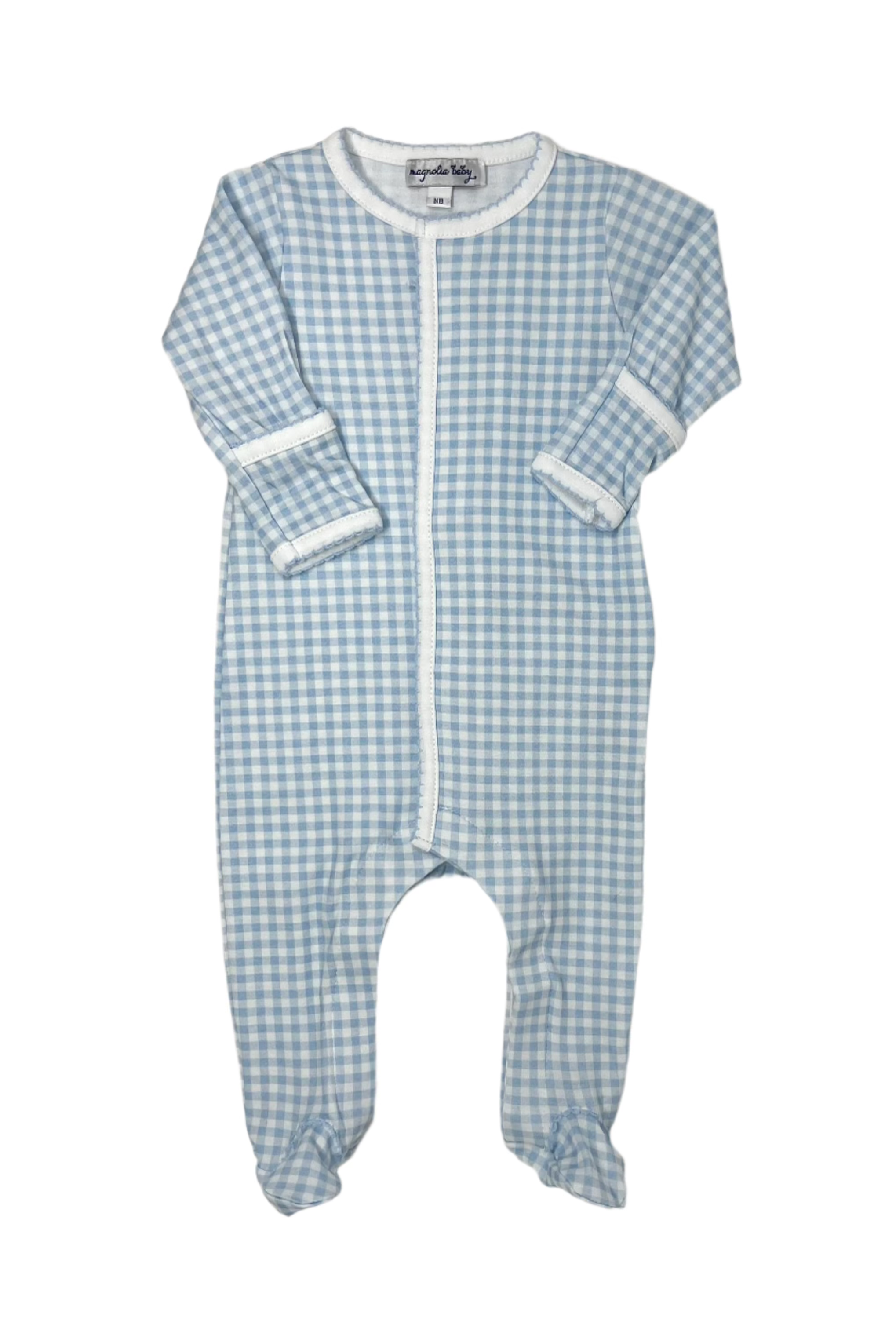 Mini Checks Footie - Lt. Blue Baby Sleepwear Magnolia Baby