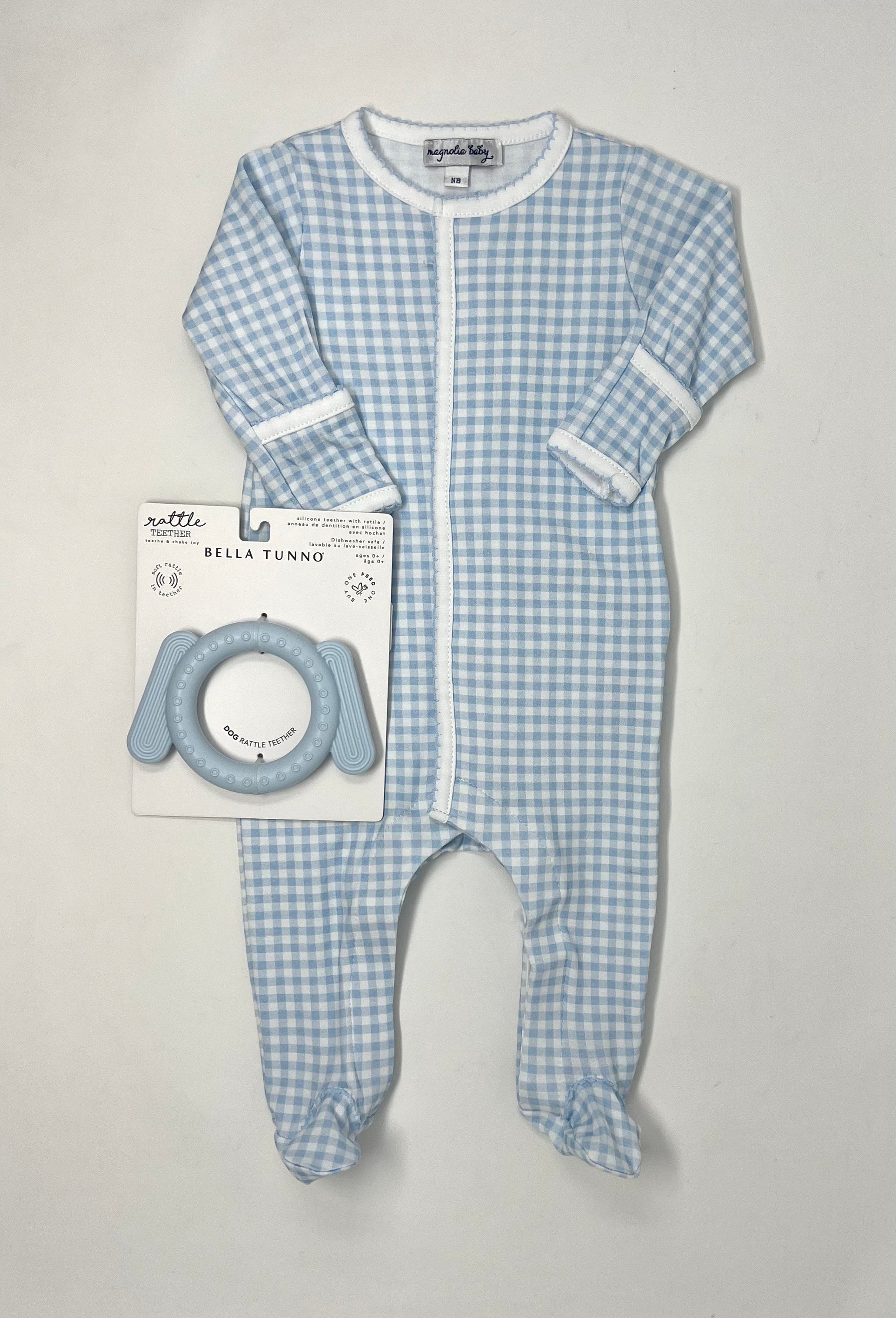 Mini Checks Footie - Lt. Blue Baby Sleepwear Magnolia Baby