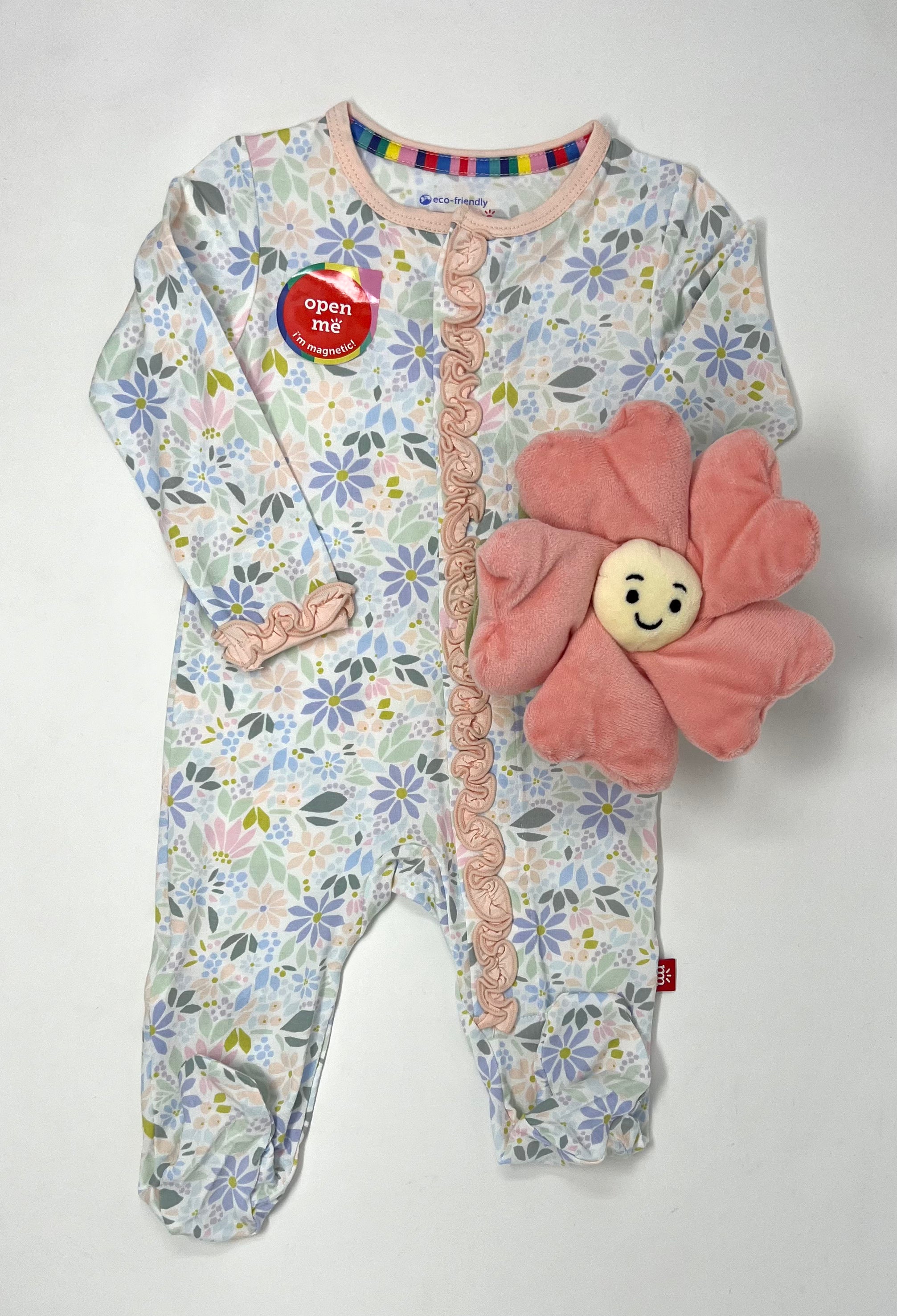 Darby Modal Magnetic Ruffle Footie Baby Sleepwear Magnetic Me