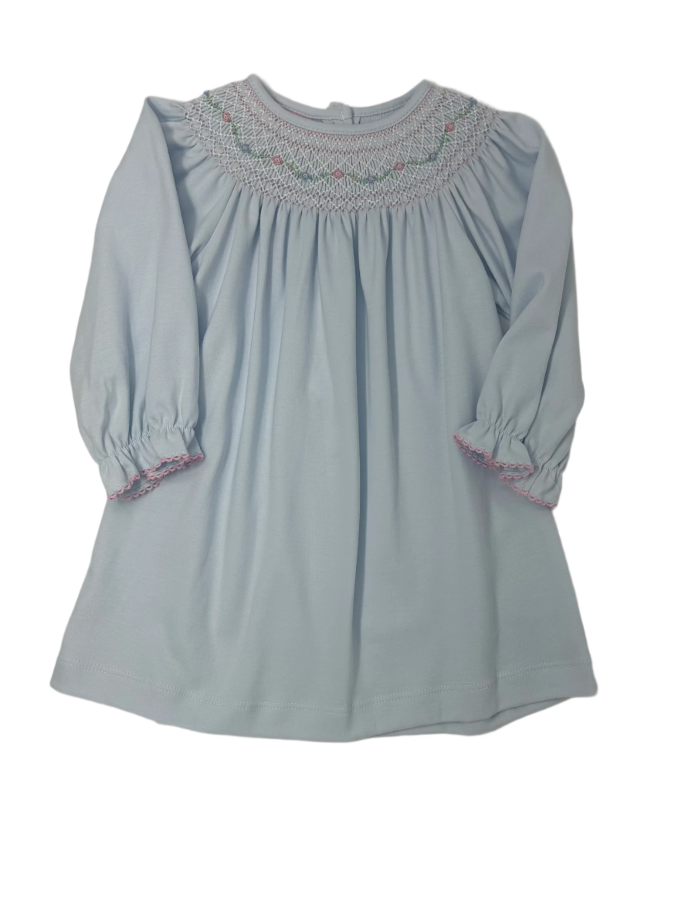 Mery Dress - Lt. Blue Knit Bishop Girls Occasion Dresses Petit Bebe