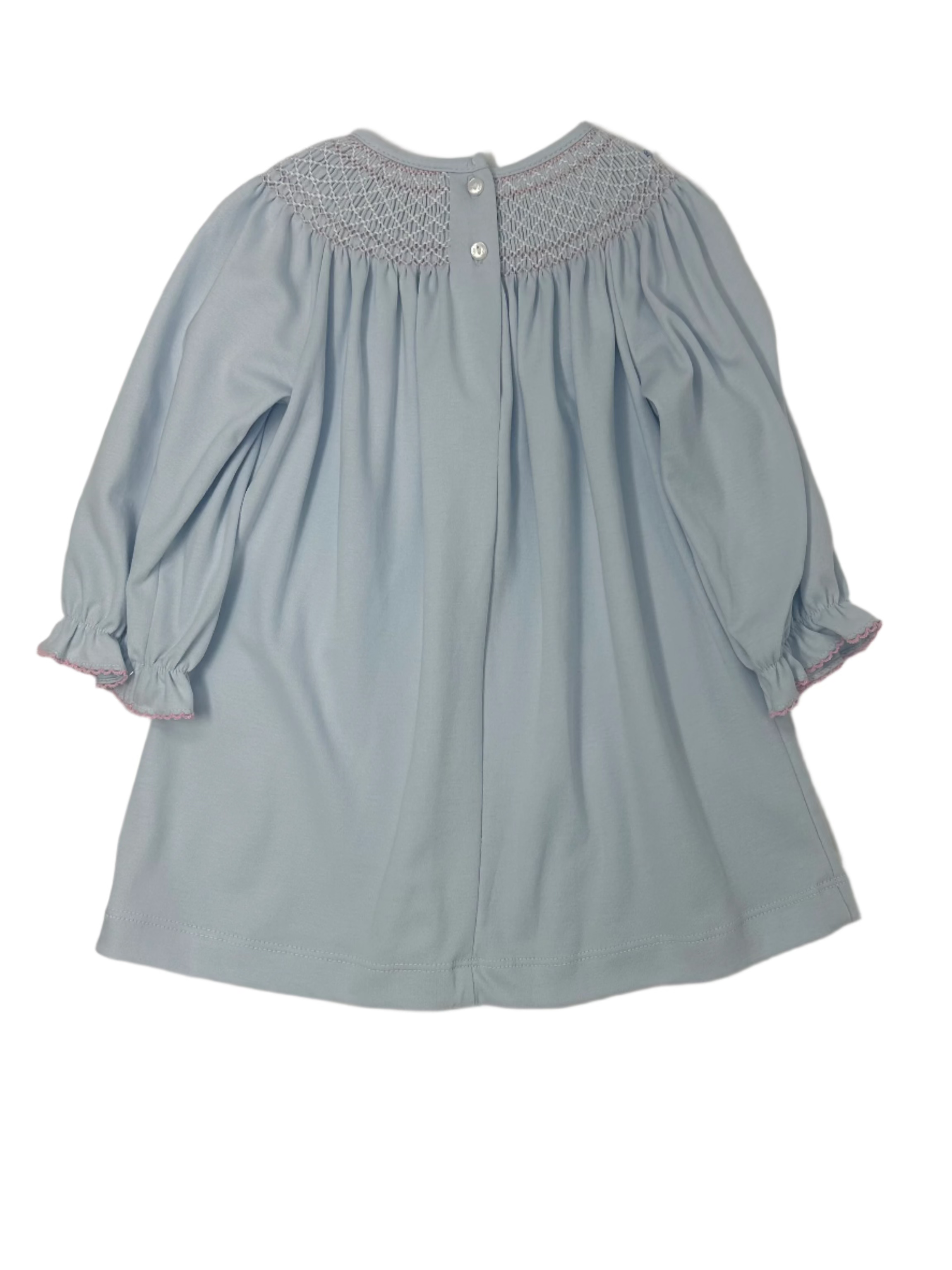 Mery Dress - Lt. Blue Knit Bishop Girls Occasion Dresses Petit Bebe