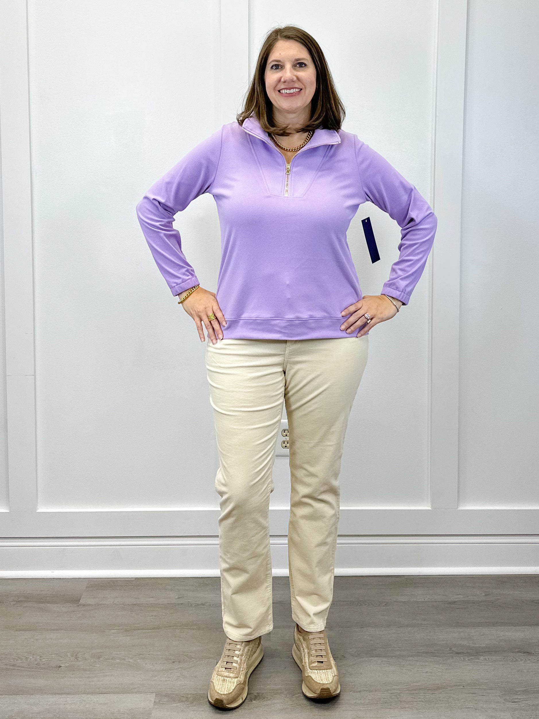 Mindy 1/4 Zip - Lilac Tops Duffield Lane