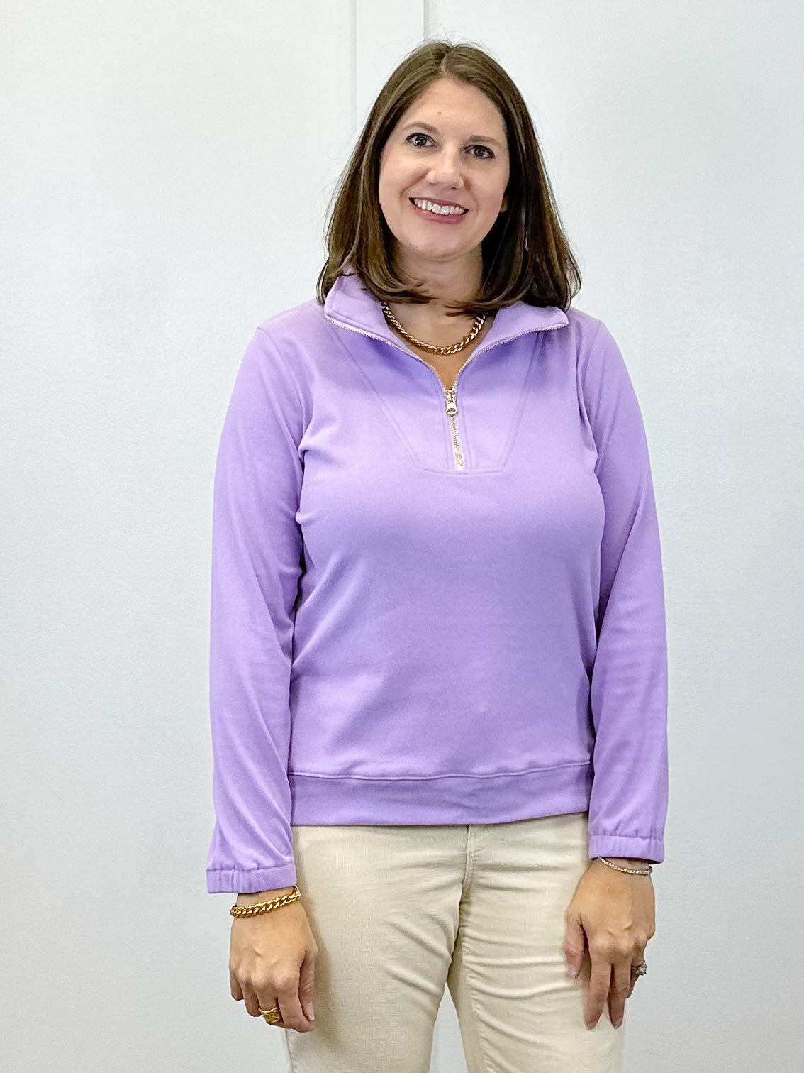 Mindy 1/4 Zip - Lilac Tops Duffield Lane