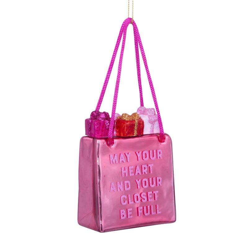 Orange/Pink Shopping Bag Glass Ornament Seasonal Vondels