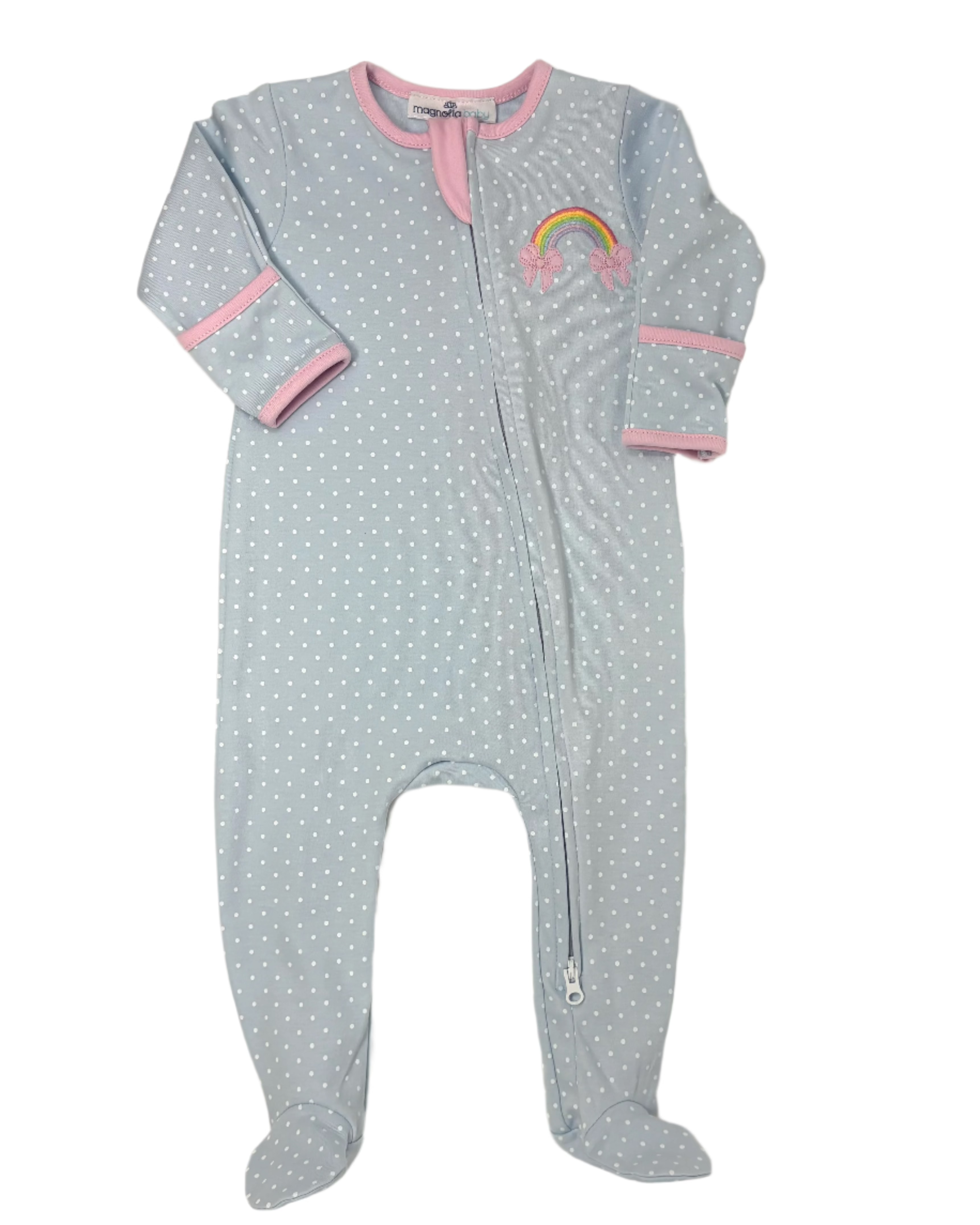 Rainbow Wishes Applique Zipper Footie Baby Sleepwear Magnolia Baby