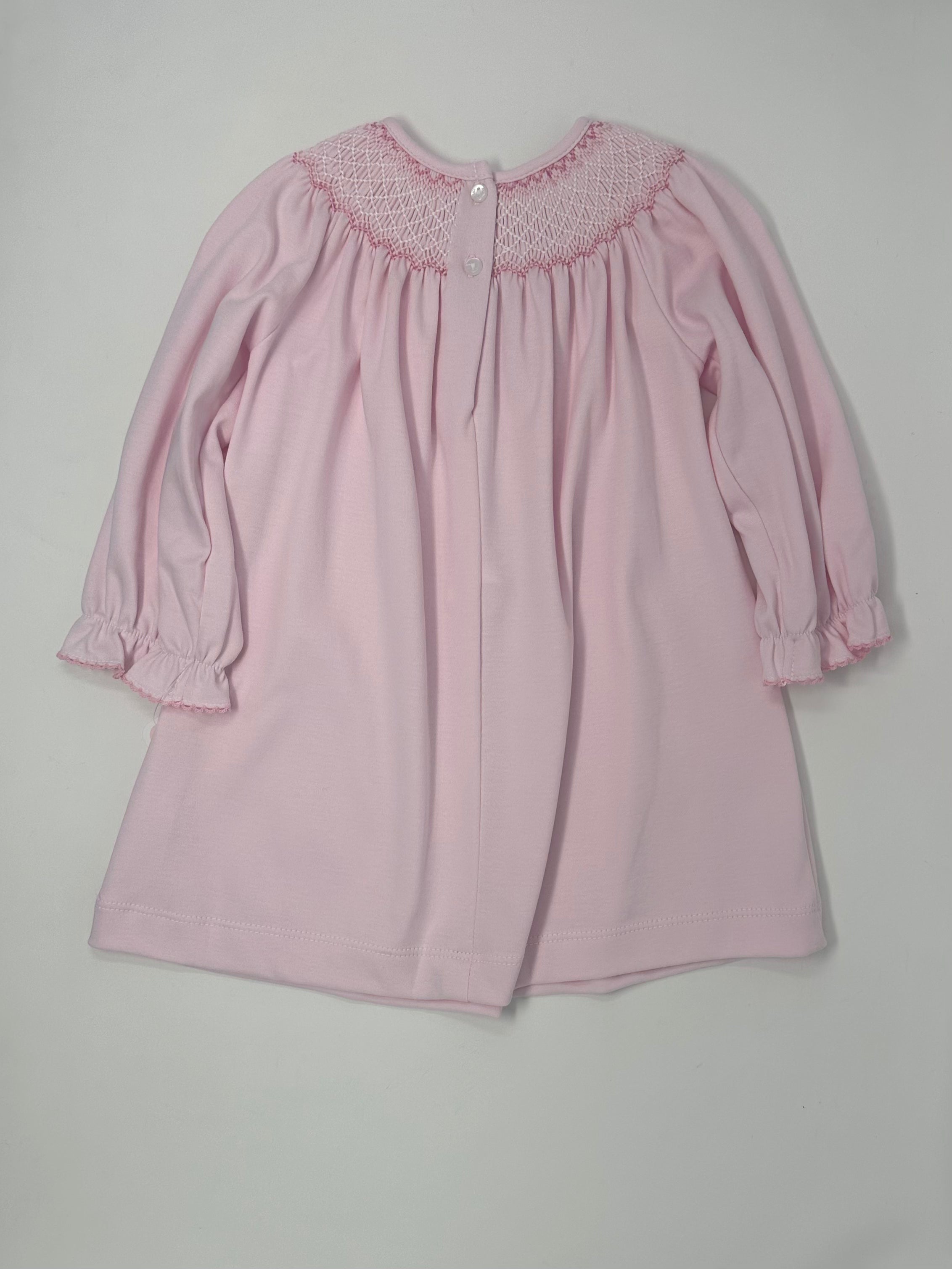 Rose Dress - Pink Knit Bishop Girls Occasion Dresses Petit Bebe