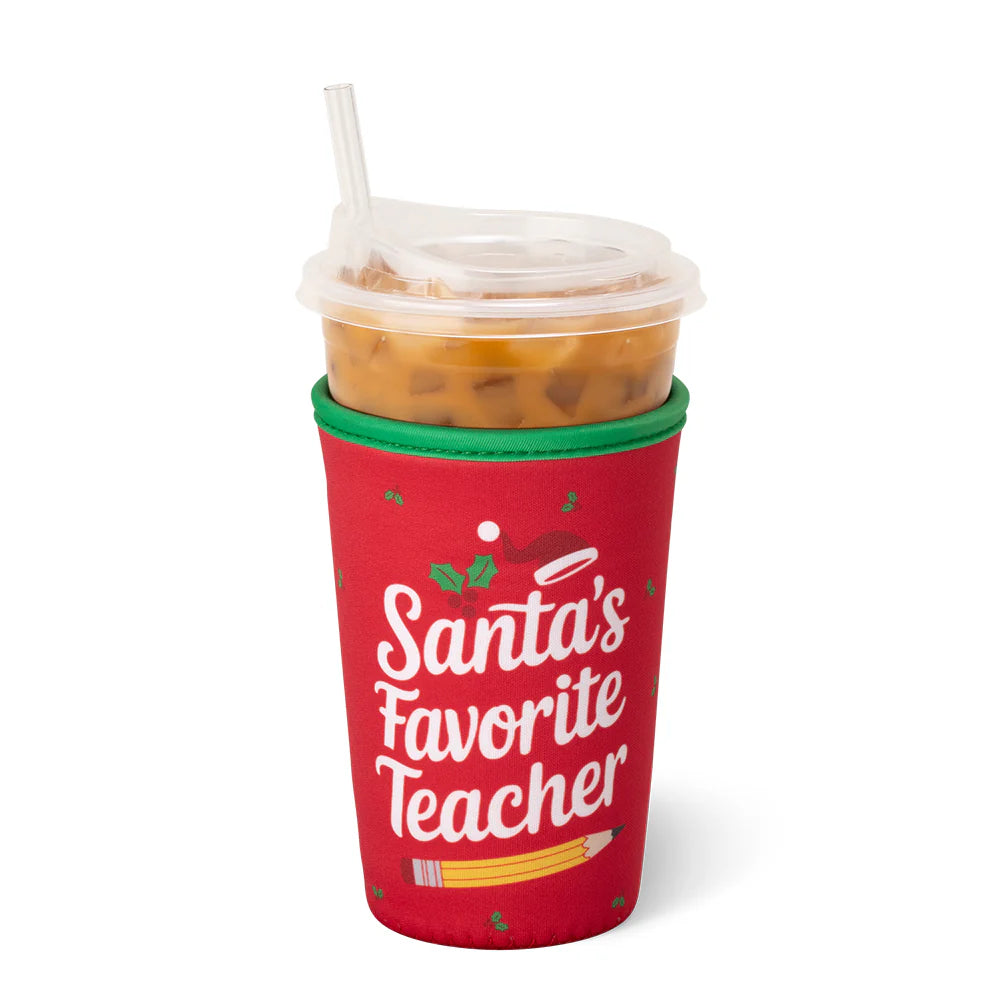 Santa's Favorite Teacher Iced Cup Coolie - Medium Seasonal Swig