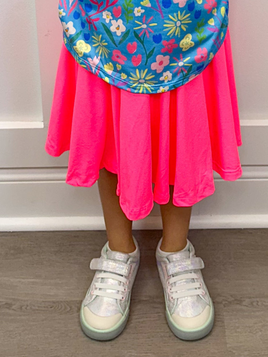 Neon Pink Twirl Skort Girls Skirts + Bloomers Mila & Rose