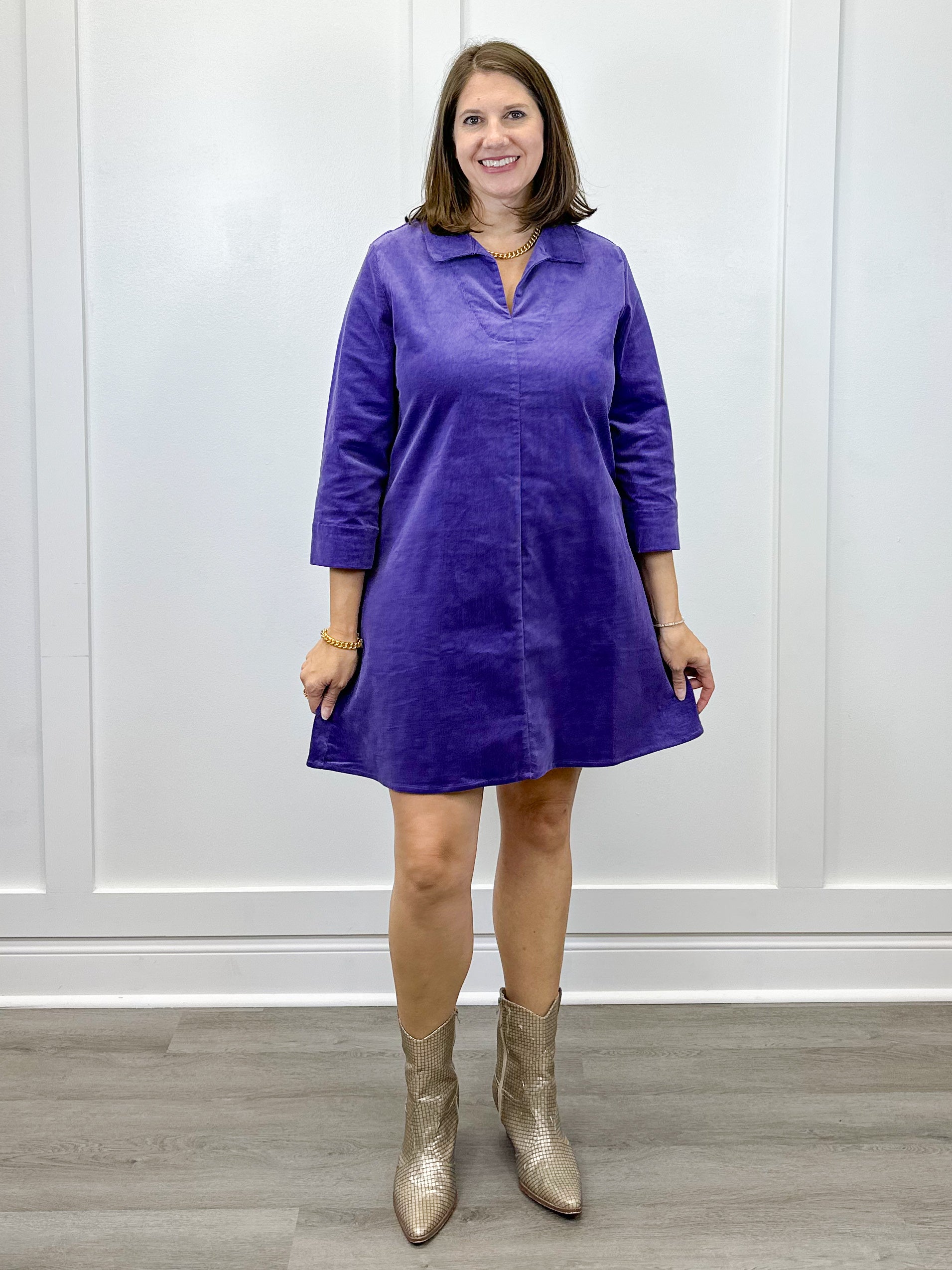 Victoria Cord Dress - Lilac Short Dresses Duffield Lane