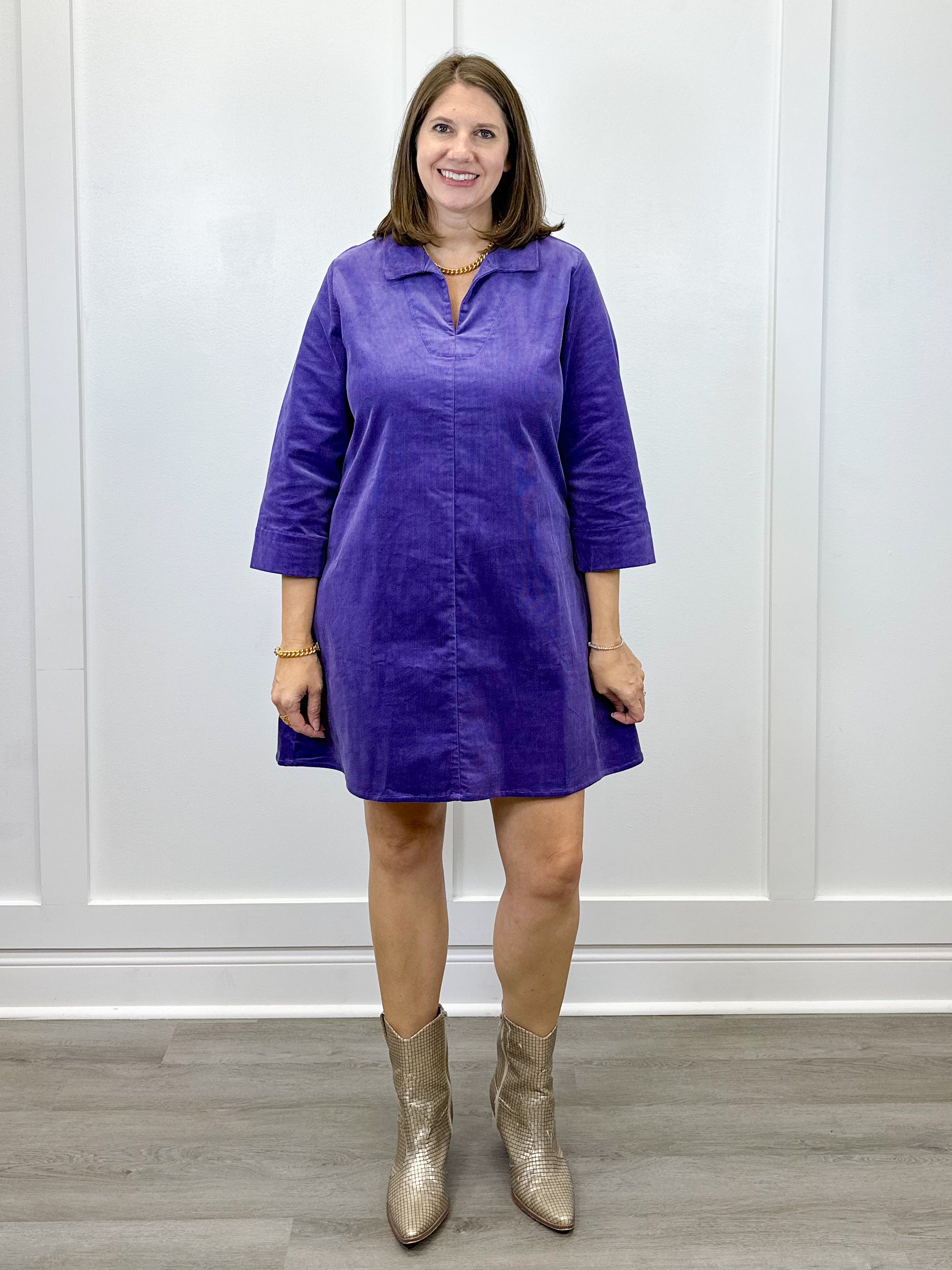 Victoria Cord Dress - Lilac Short Dresses Duffield Lane