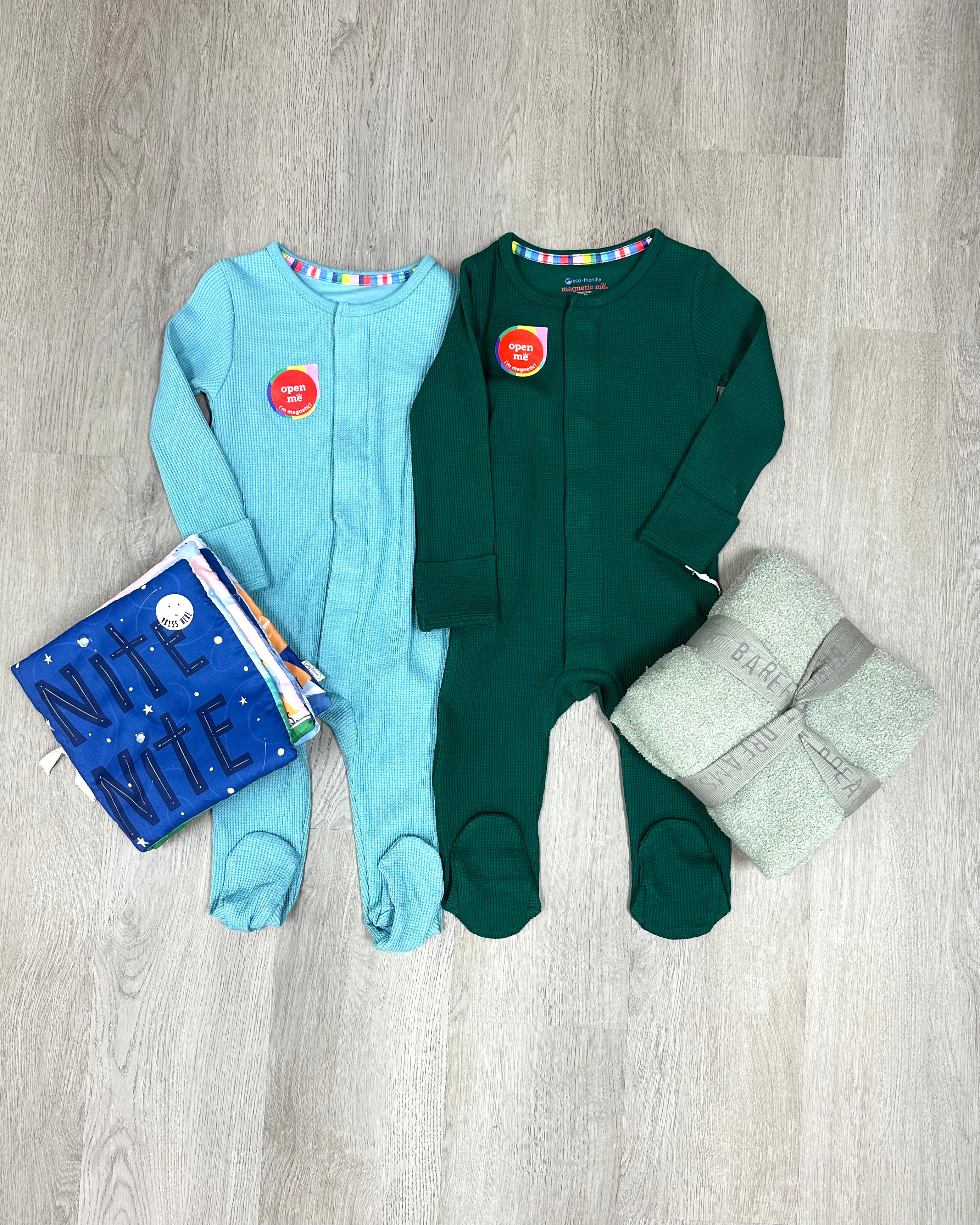 Deep Emerald Waffle Modal Magnetic Footie Baby Sleepwear Magnetic Me