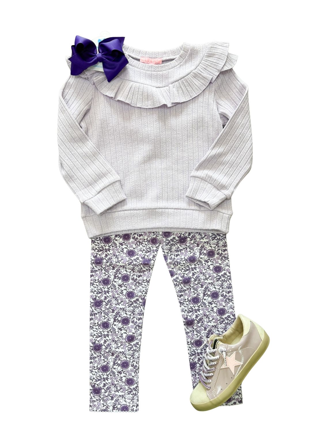 Leggings - Lavender Vine Floral Girls Pants + Leggings Bisby