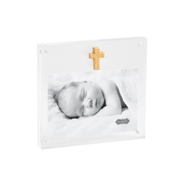 Acrylic Frame w/ Gold Cross Home Decor Mudpie