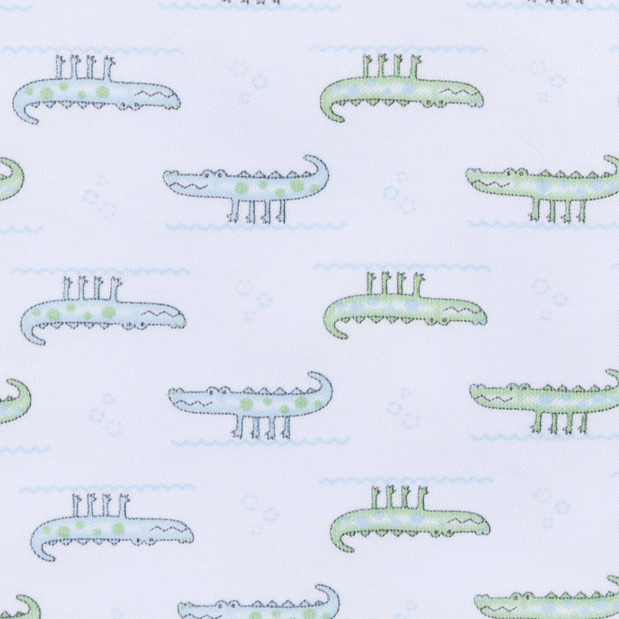 Alligator Pie Print Zip Footie - Light Blue Baby Sleepwear Magnolia Baby