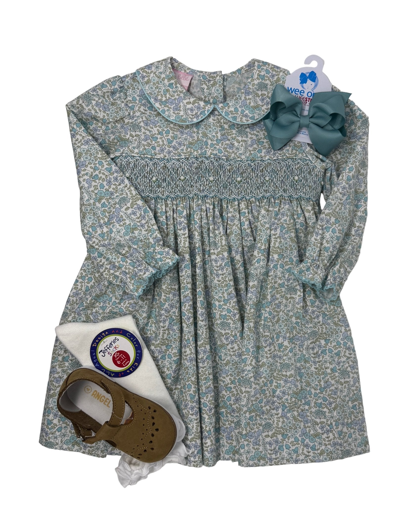 Andrea Dress - Blue Liberty Floral Girls Occasion Dresses Petit Bebe