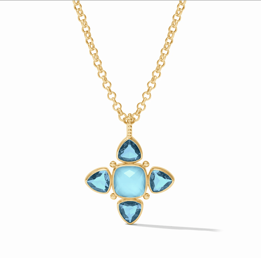 Aquitaine Pendant - Iridescent Capri Blue Necklaces Julie Vos