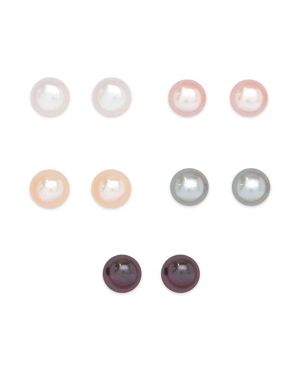 Assorted Freshwater Pearl Stud 5-Pair Set Kids Jewelry Lily Nily