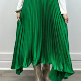 Asymmetrical Midi Skirt - Emerald Green Skirts FATE