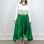 Asymmetrical Midi Skirt - Emerald Green Skirts FATE
