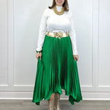 Asymmetrical Midi Skirt - Emerald Green Skirts FATE