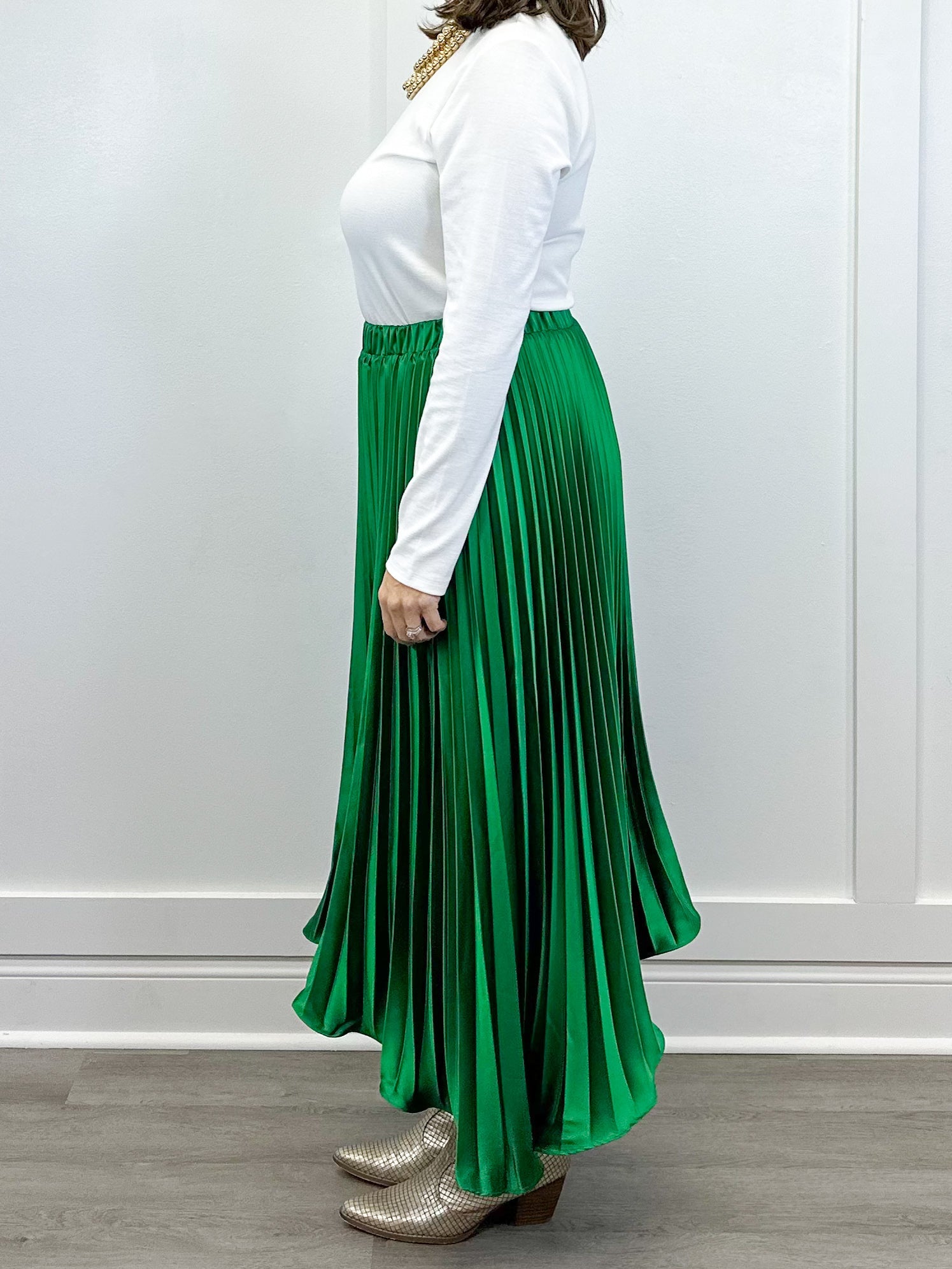 Asymmetrical Midi Skirt - Emerald Green Skirts FATE