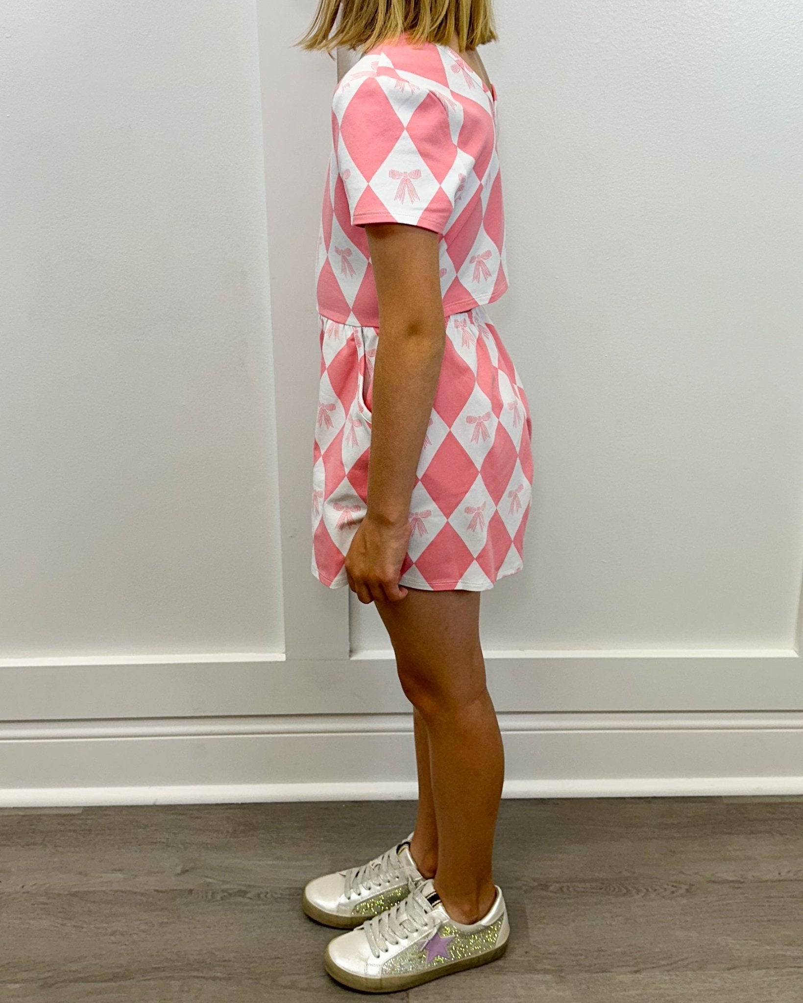 Baby Bow Romper - Flamingo Pink Girls Bubbles + Rompers Finding Foxtale