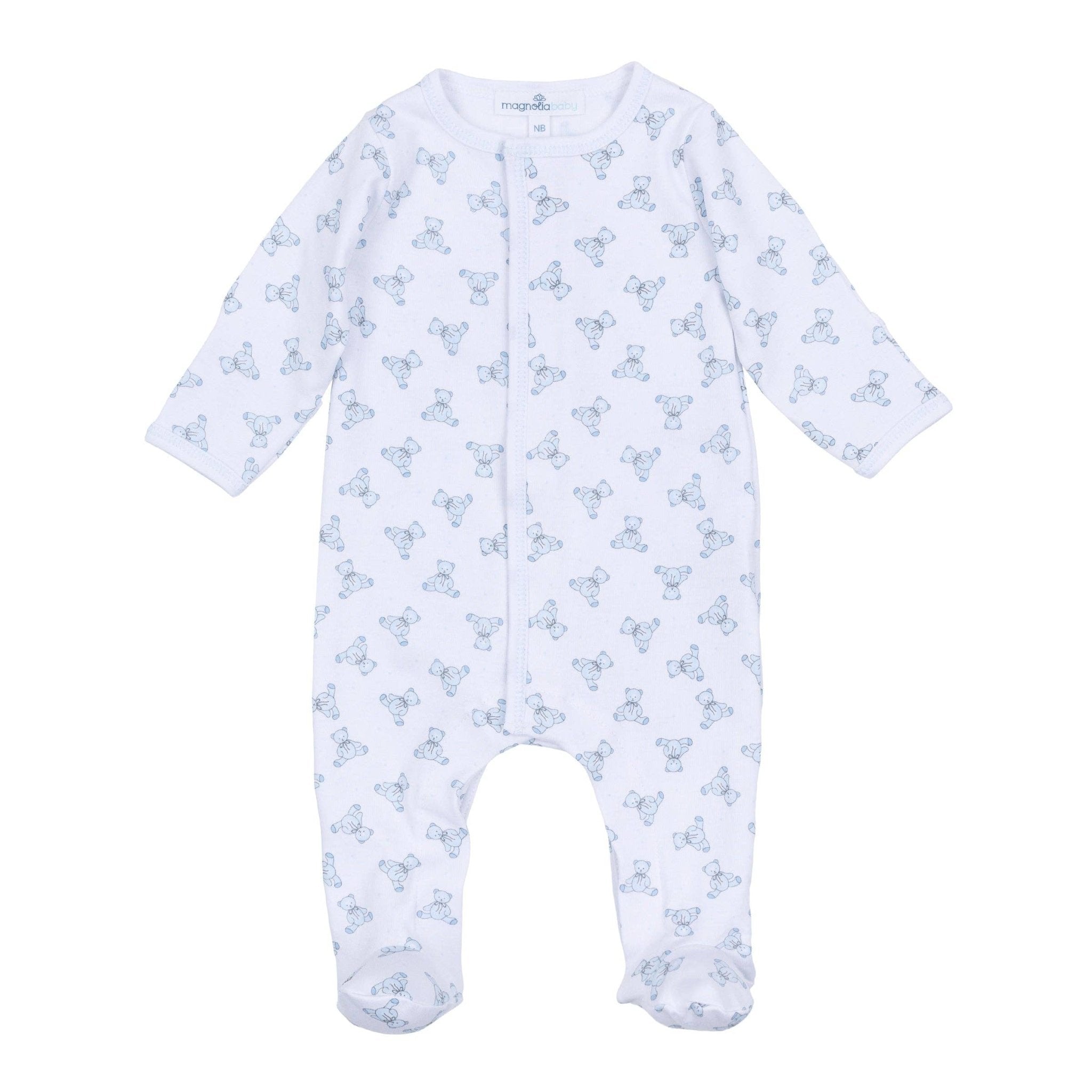 Baby's Teddy Footie - Light Blue Baby Sleepwear Magnolia Baby