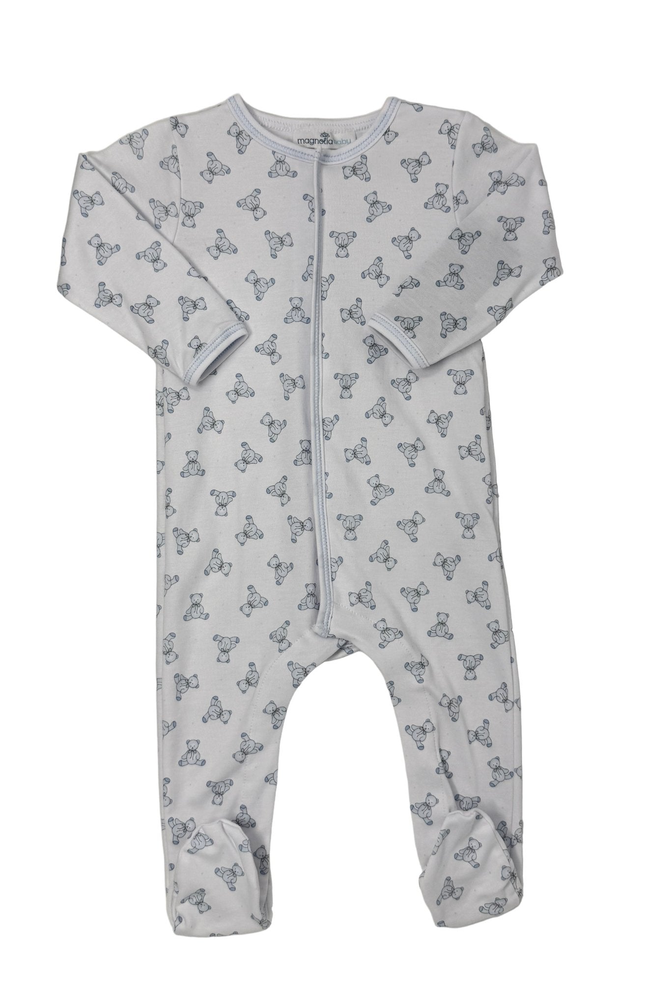 Baby's Teddy Footie - Light Blue Baby Sleepwear Magnolia Baby