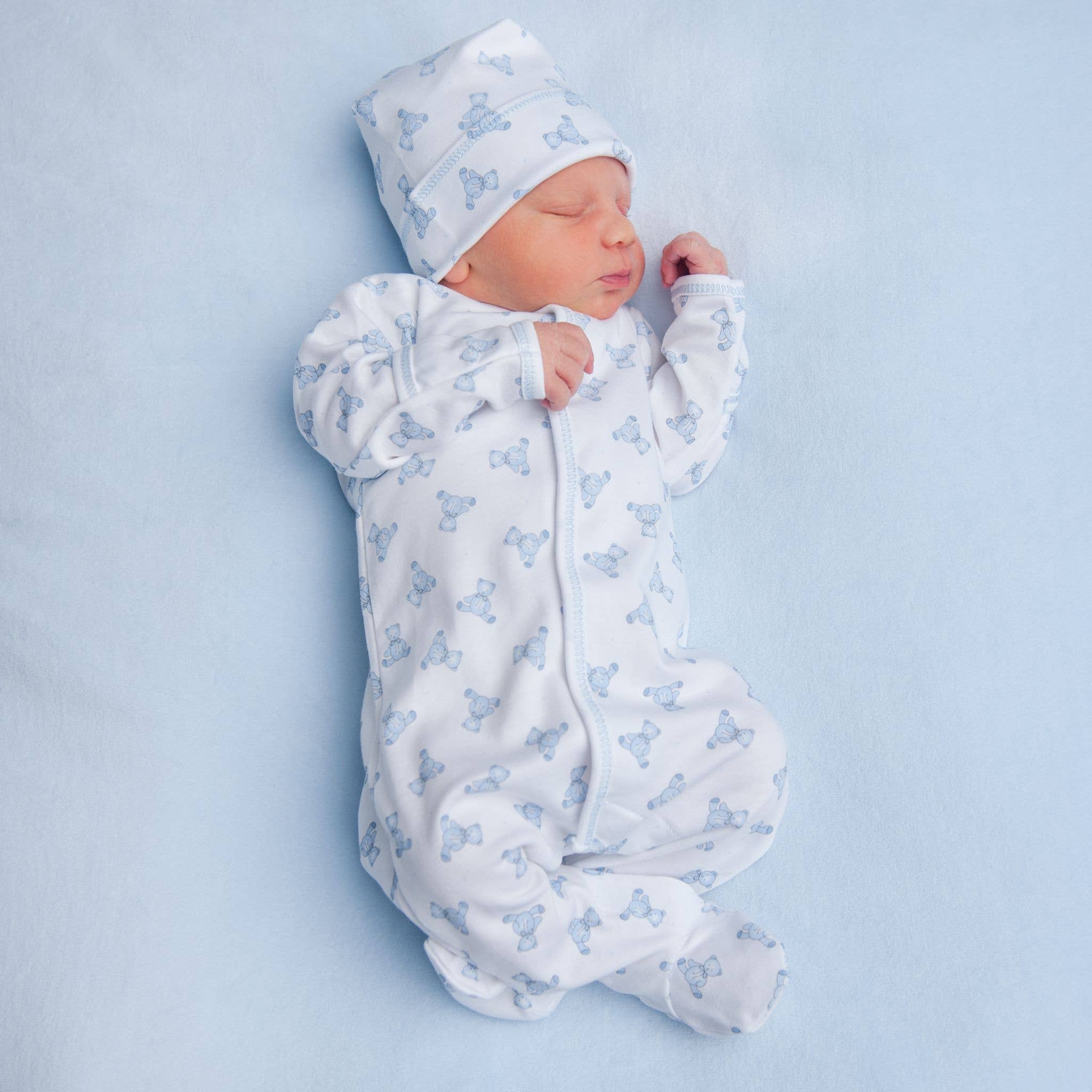 Baby's Teddy Footie - Light Blue Baby Sleepwear Magnolia Baby