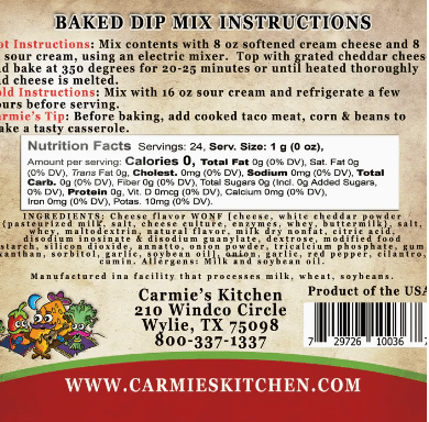 Baked Enchilada Dip Mix Impulse Carmie's Kitchen