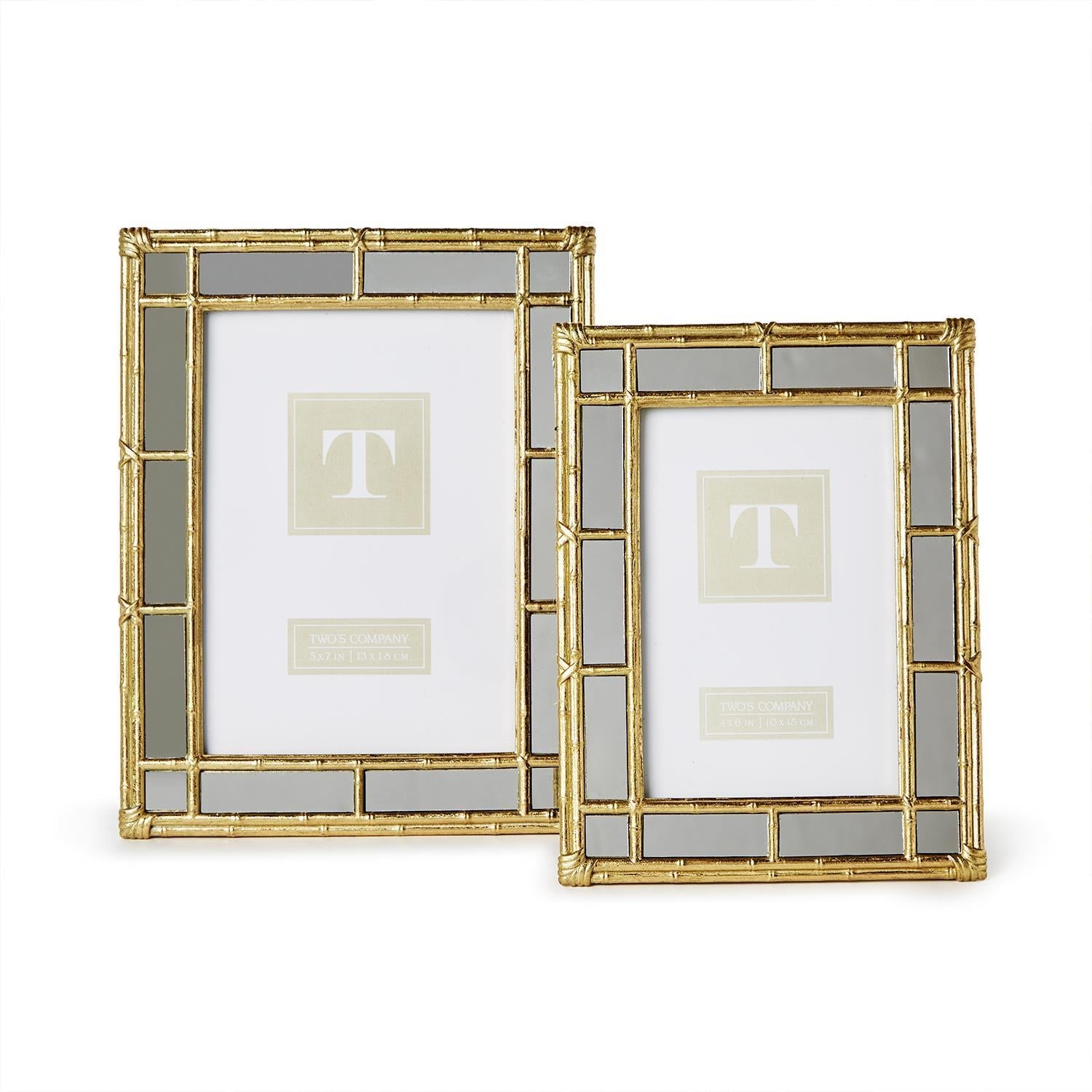 Bamboo Gold Mirrored Frame 4x6 Home Decor Two's Company