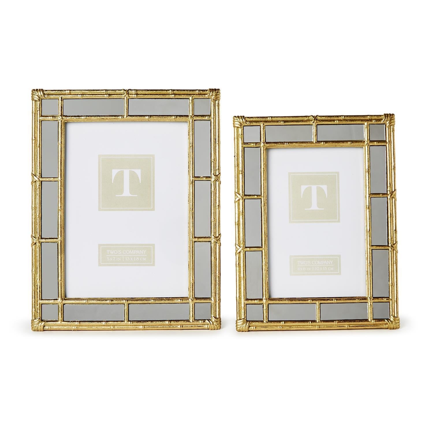 Bamboo Gold Mirrored Frame 4x6 Home Decor Two's Company