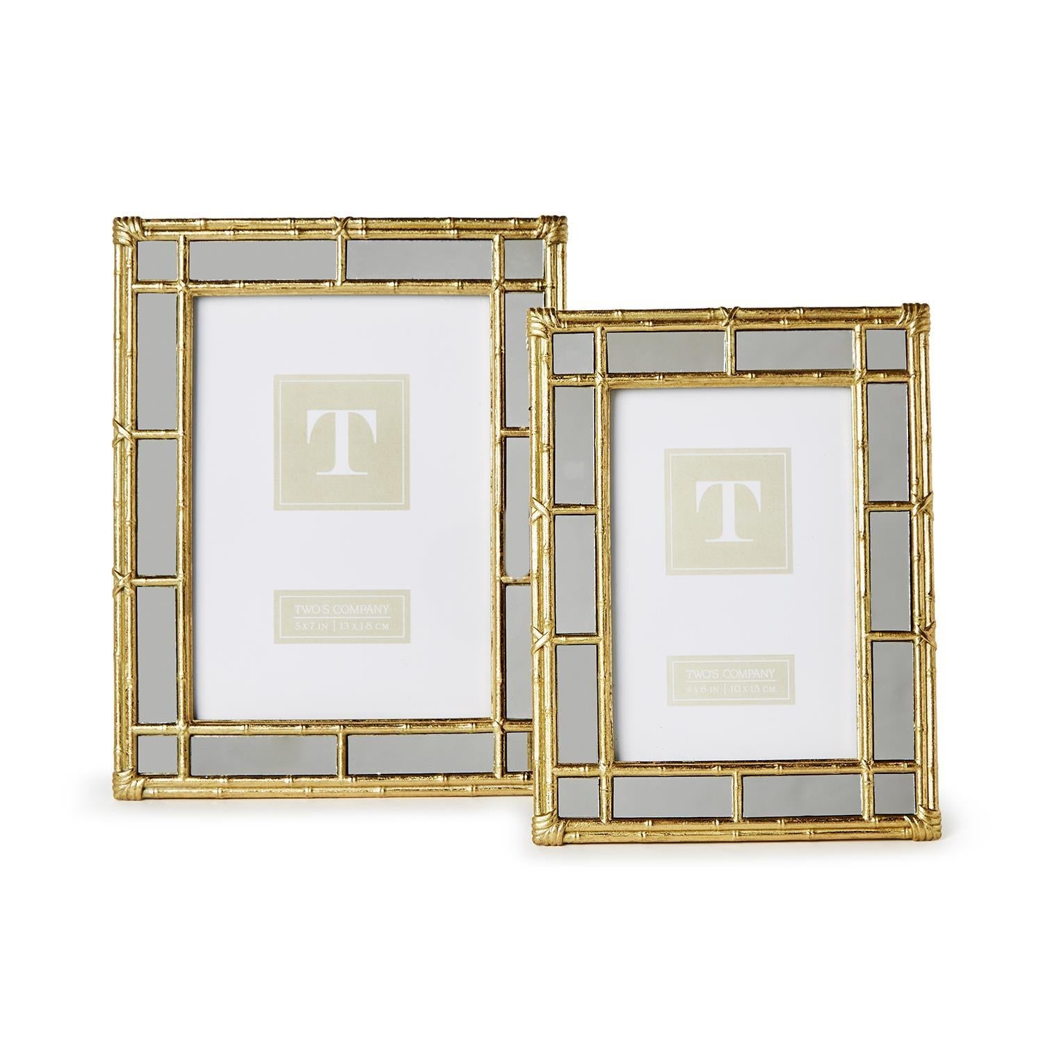 Bamboo Gold Mirrored Frame 4x6 Home Decor Two's Company