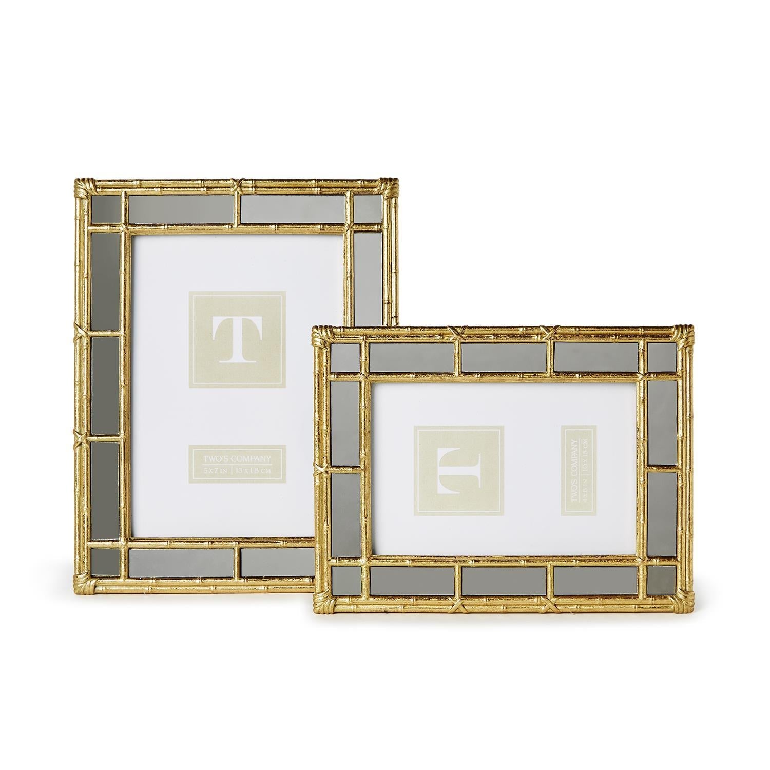 Bamboo Gold Mirrored Frame 4x6 Home Decor Two's Company