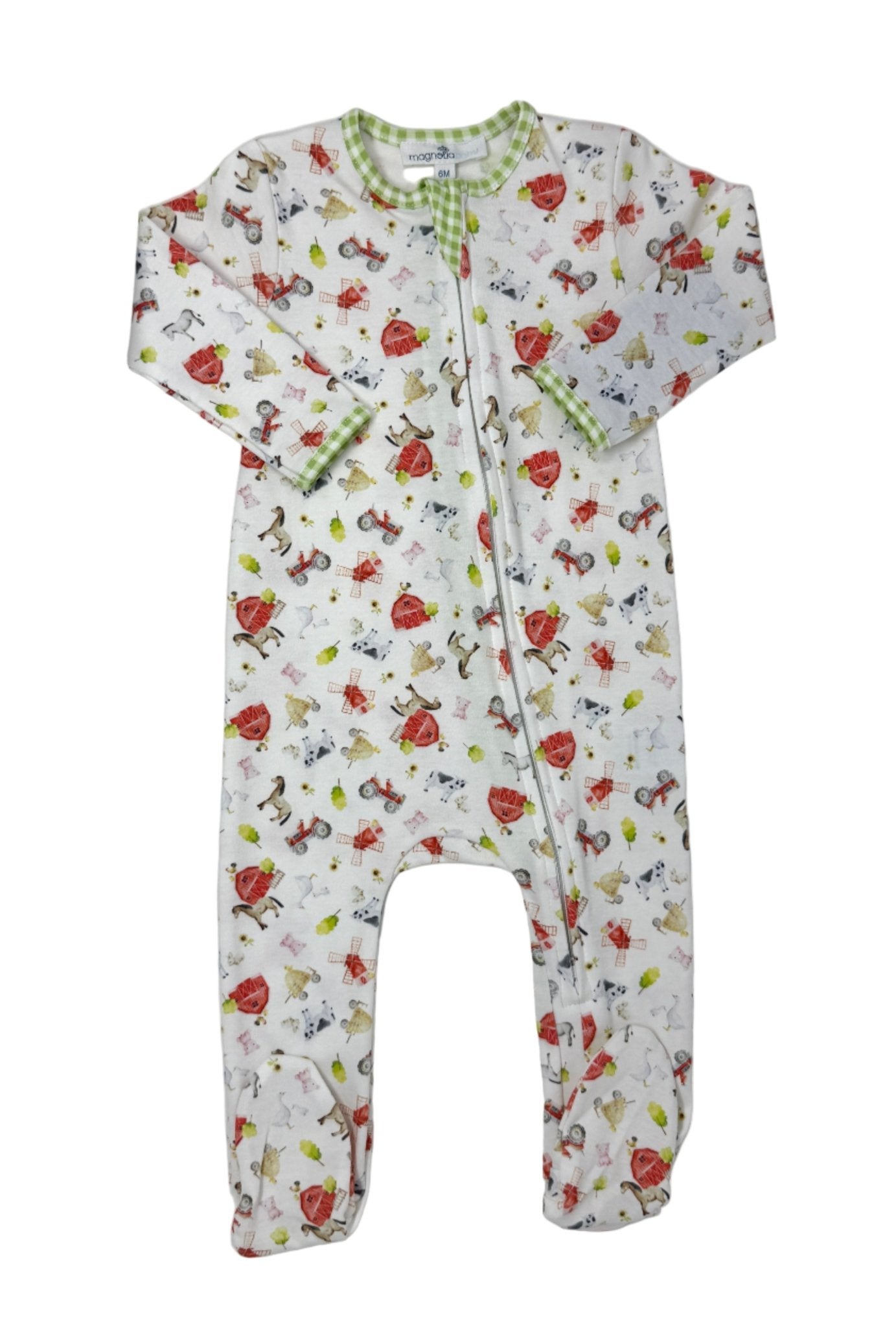 Barnyard Babies Print Zip Footie Baby Sleepwear Magnolia Baby