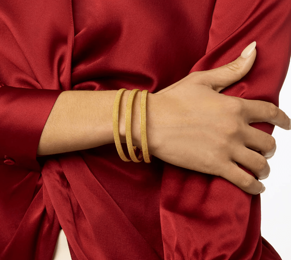 Beaded Eternity Bangle - Cabochon Gold - Small Bracelets Julie Vos