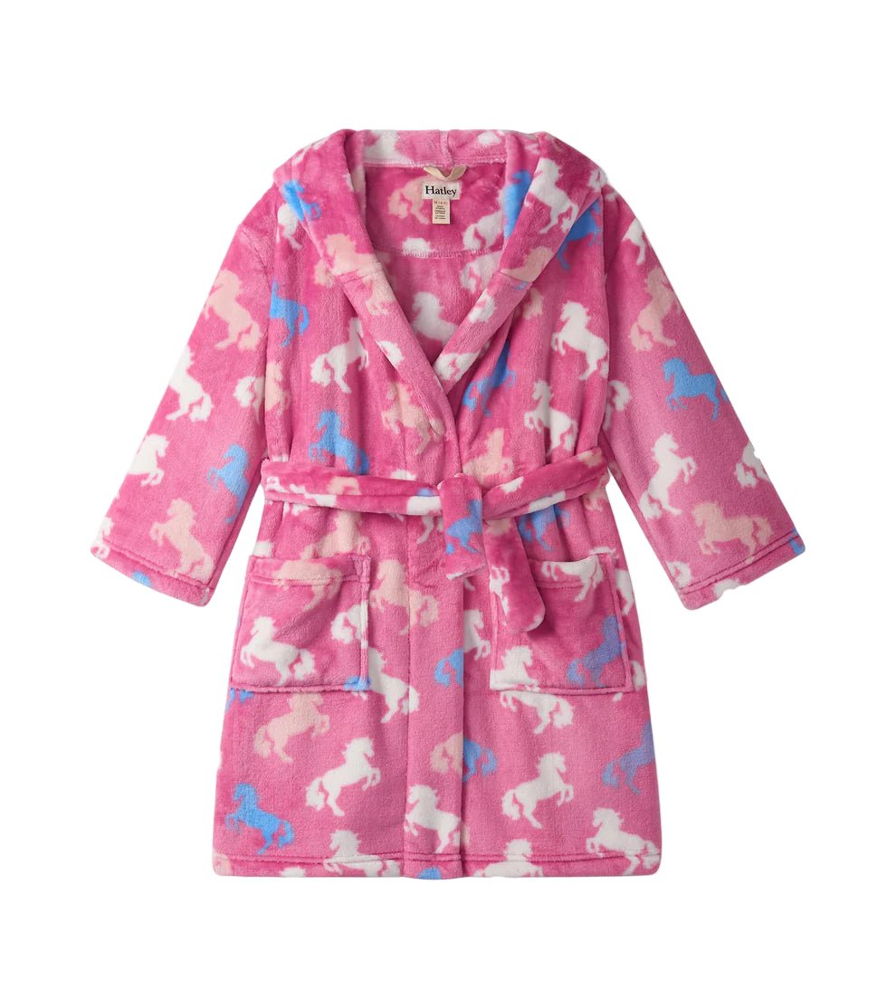 Beautiful Horses Fuzzy Fleece Robe Kids Pajamas Hatley