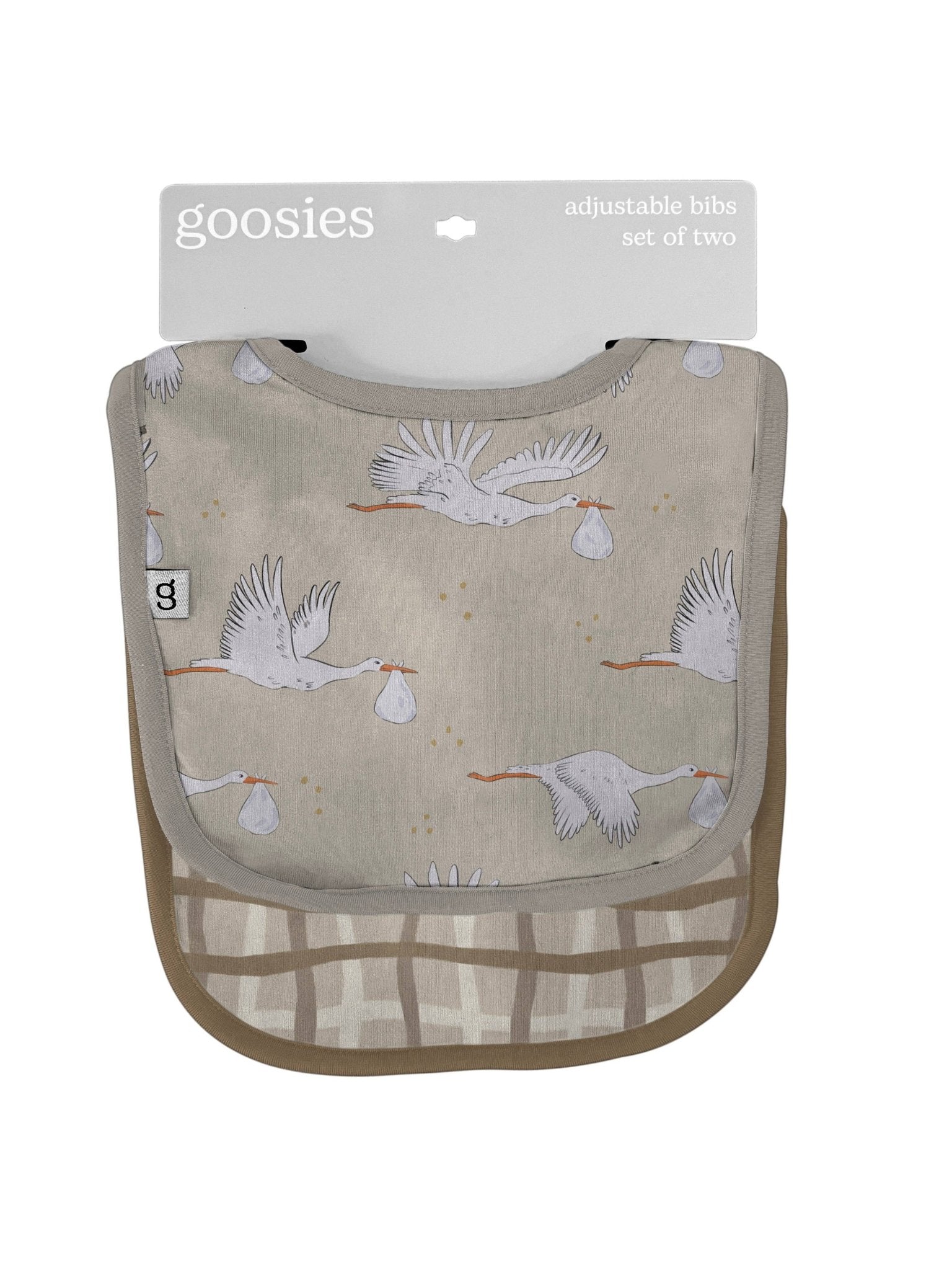 Beige Neutral Storks - Bib Set Baby Accessories Goosies