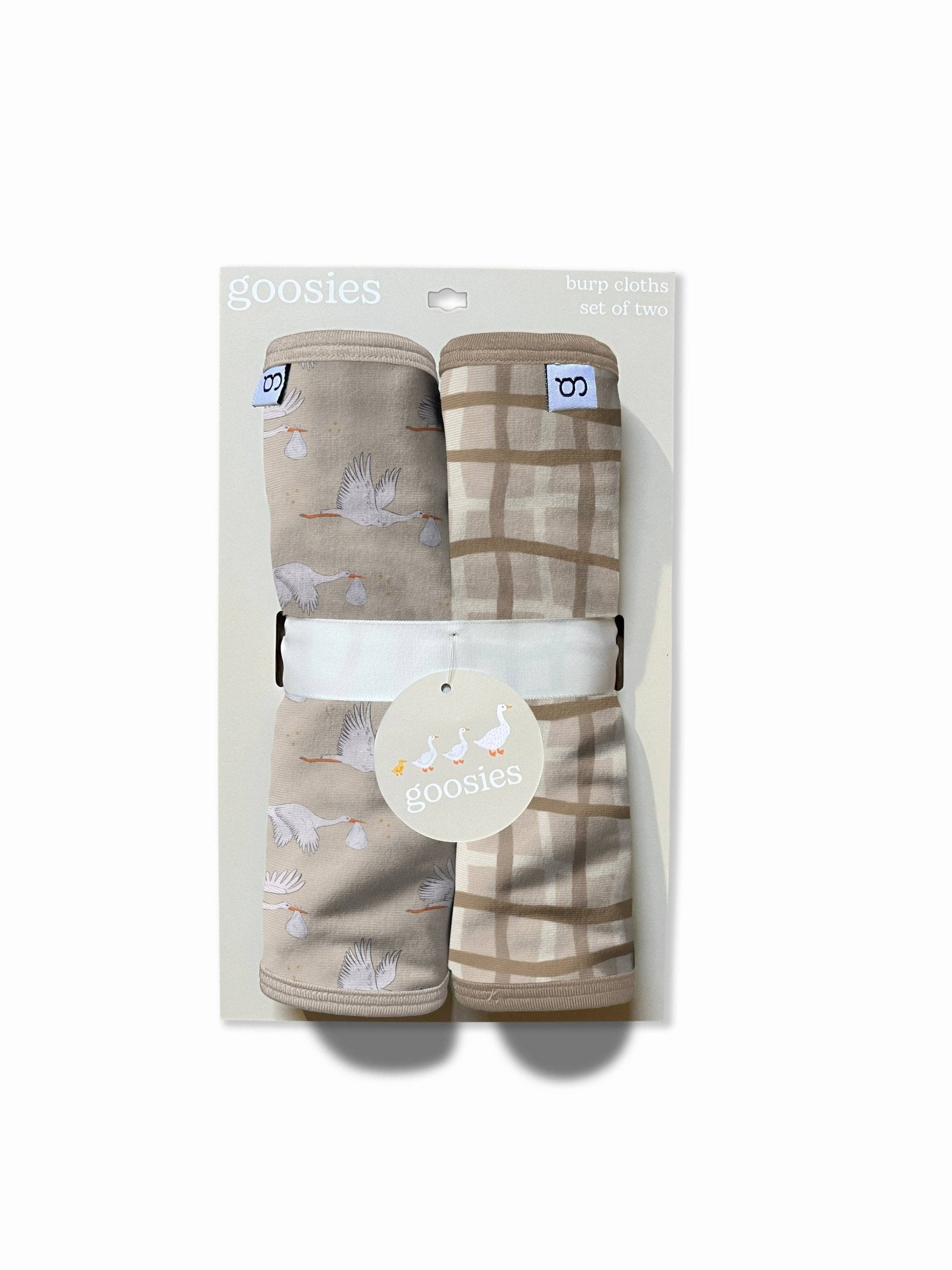 Beige Neutral Storks - Burp Cloths Set Baby Accessories Goosies