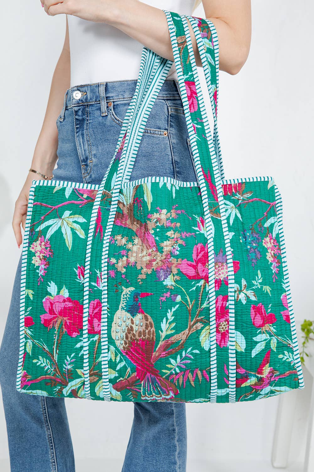 Bird Quilted Tote Bag Purses + Totes LA Soul