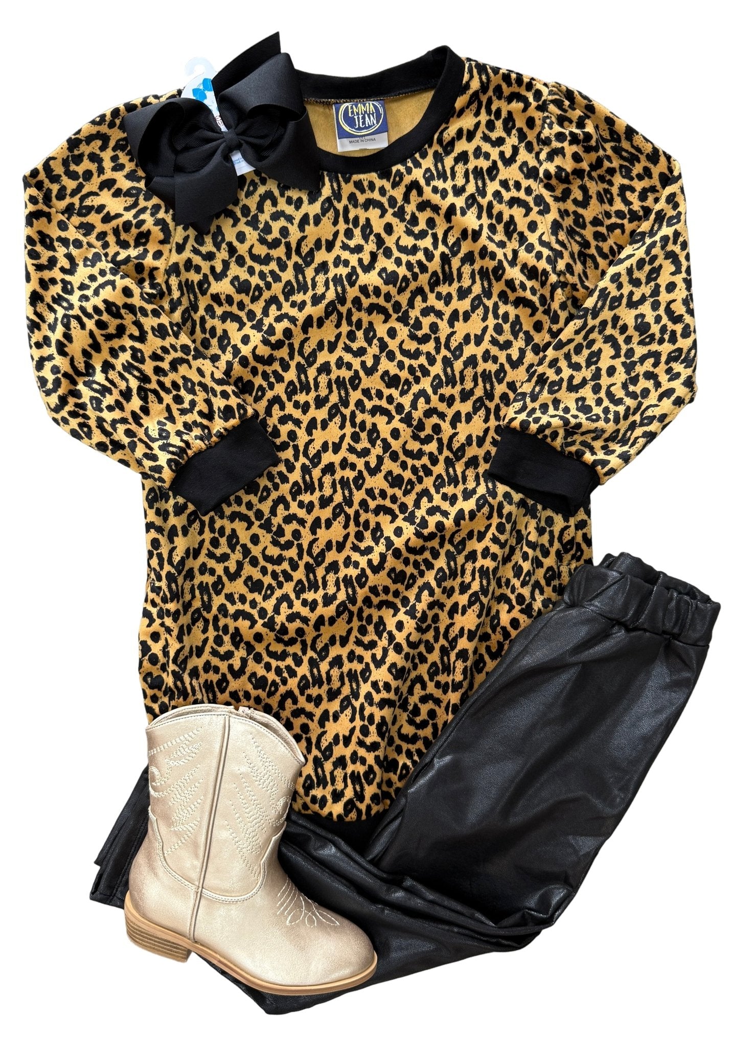 Leopard L/S Dress Girls Play Dresses Emma Jean