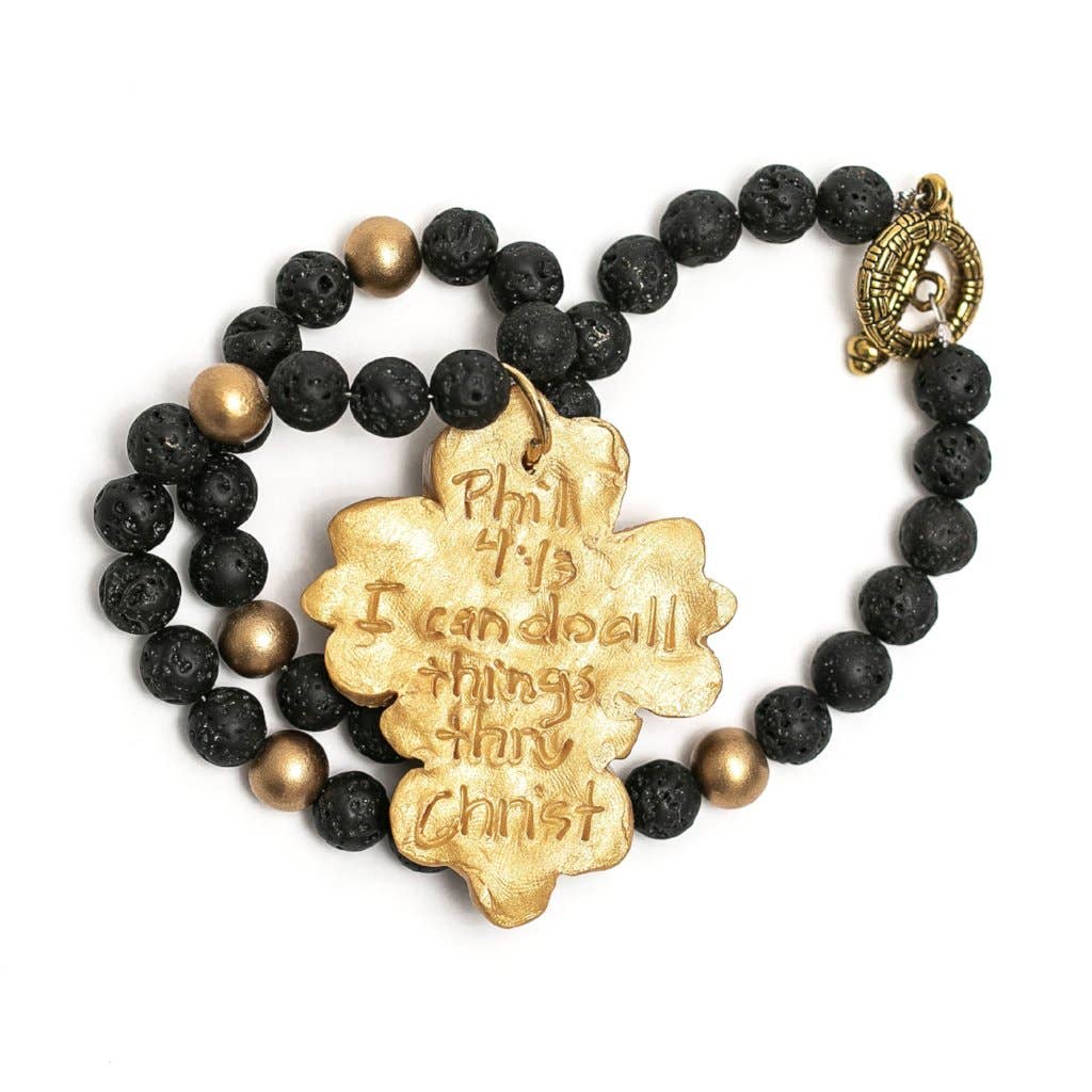 Black Lava with Cherrie Cross Necklace Necklaces Hidden Truth Jewelry