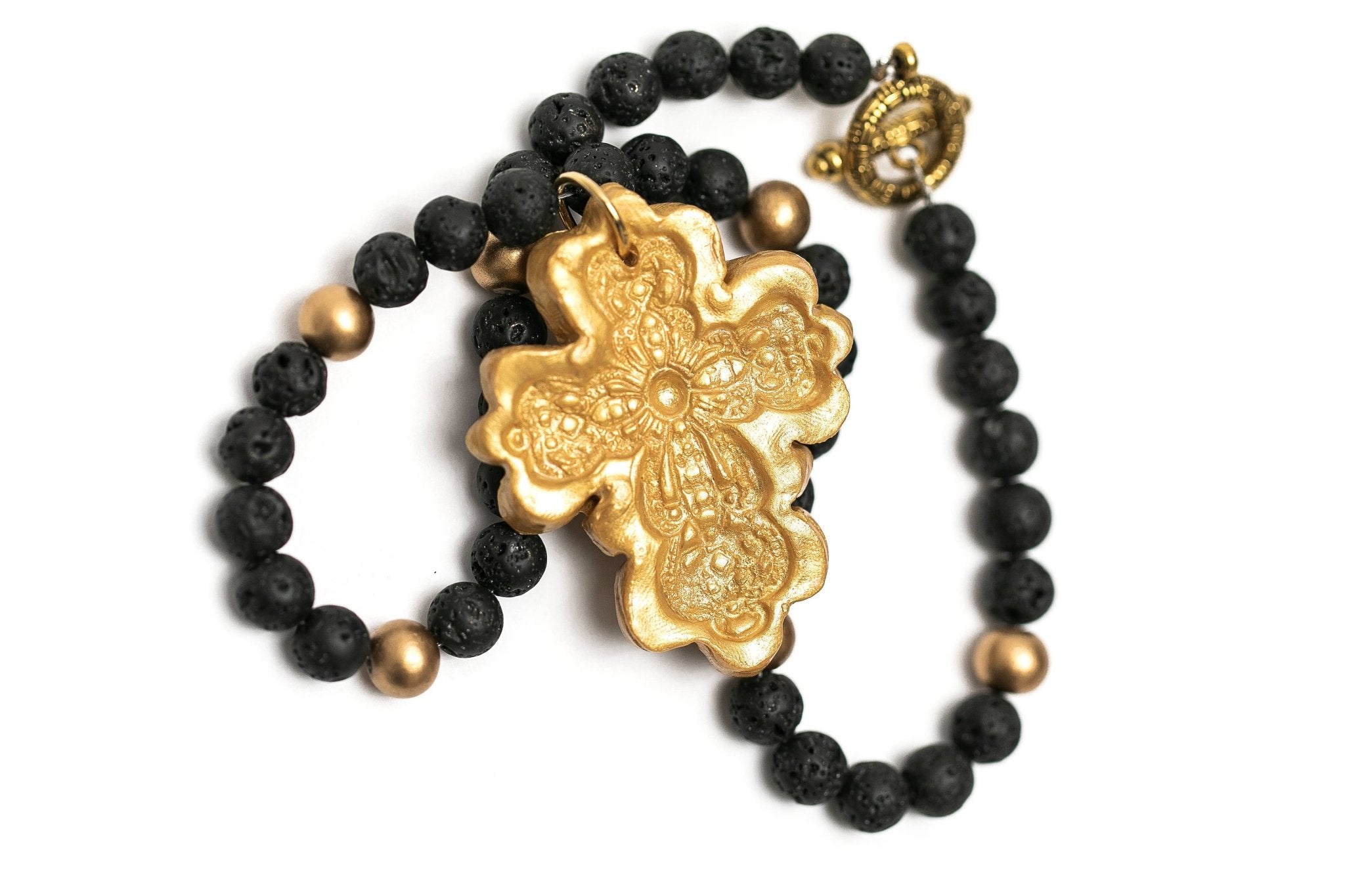 Black Lava with Cherrie Cross Necklace Necklaces Hidden Truth Jewelry
