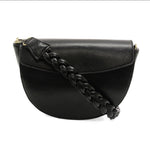 Black Linda Crescent Crossbody w/ Braided Strap Purses + Totes Joy Susan