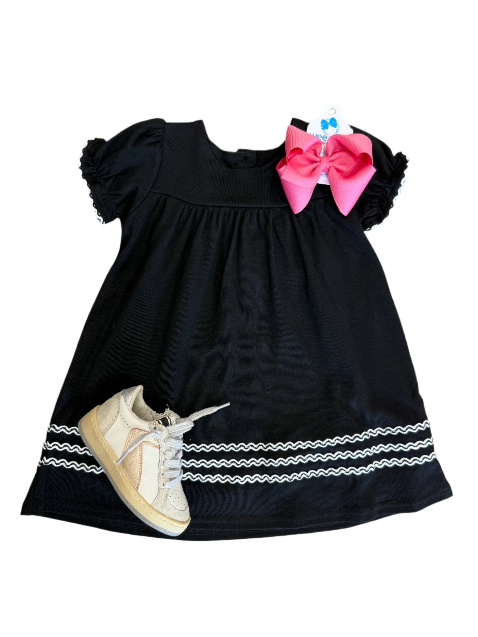Black S/S Ric Rac Dress Girls Play Dresses Banana Split
