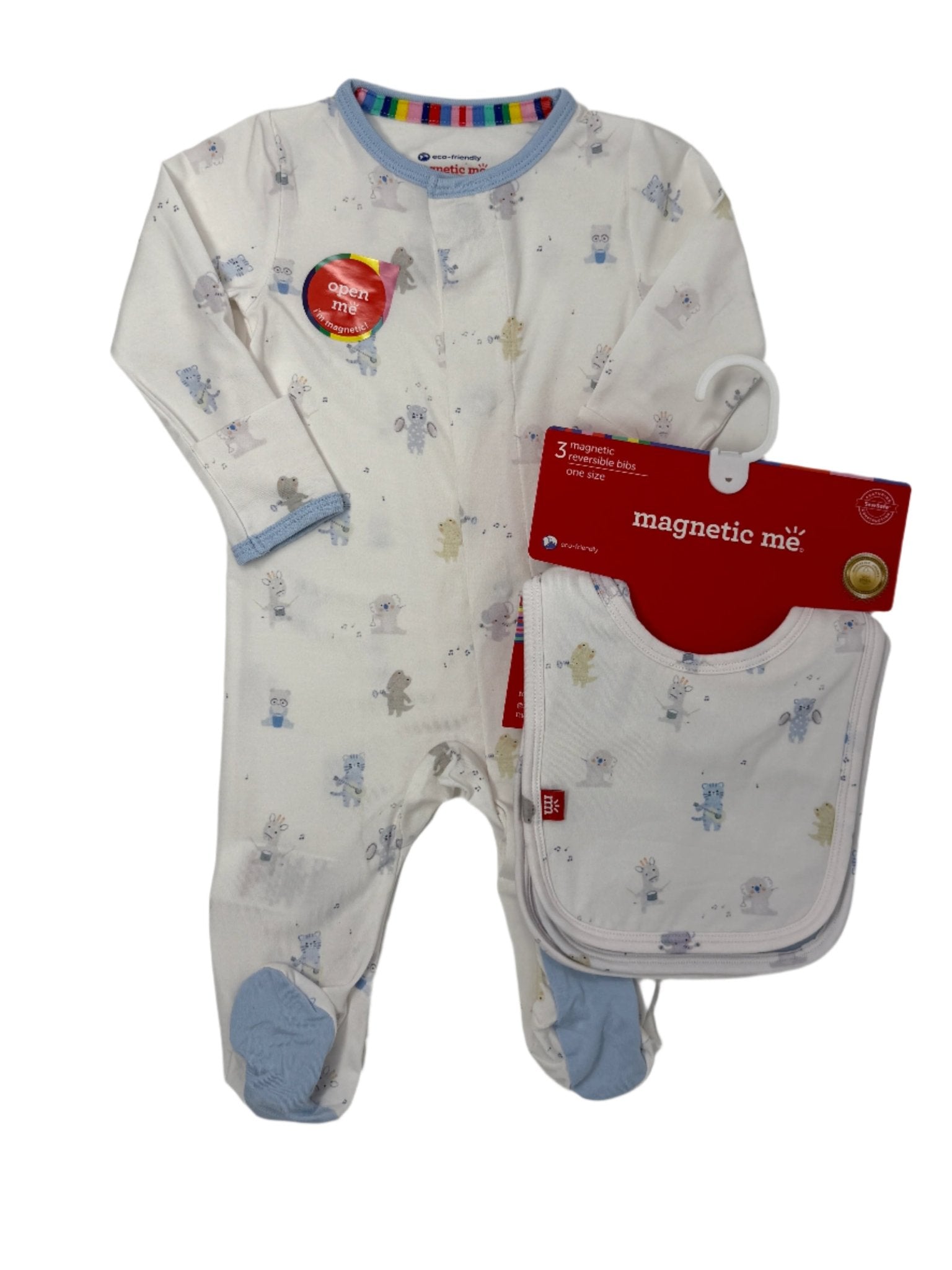 Blue Baby Beats Modal Footie Baby Sleepwear Magnetic Me