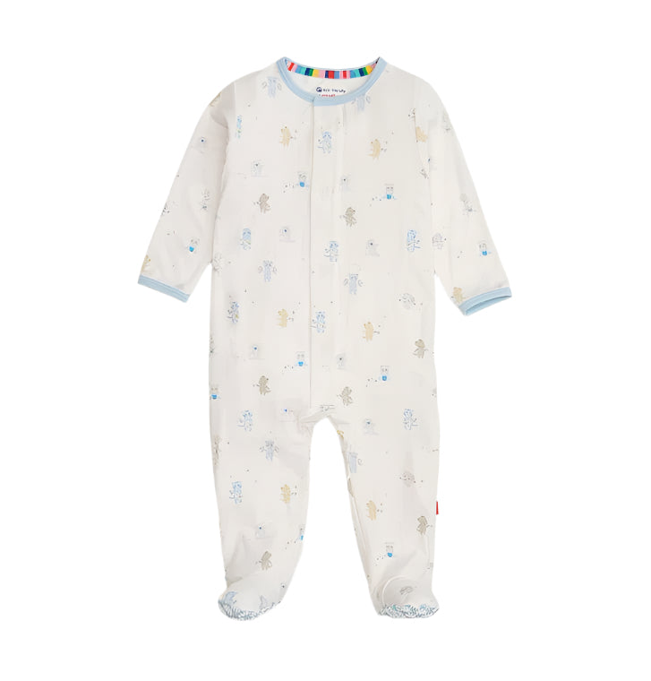 Blue Baby Beats Modal Footie Baby Sleepwear Magnetic Me