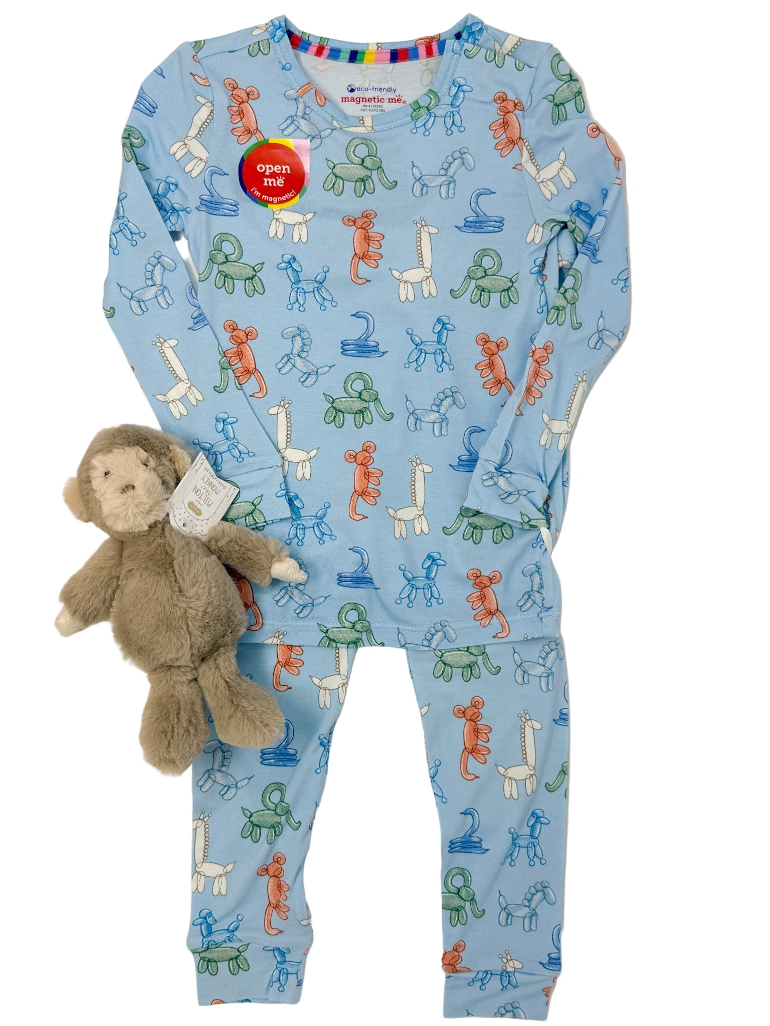 Blue Party Animals Glow in the Dark Modal L/S PJ Kids Pajamas Magnetic Me