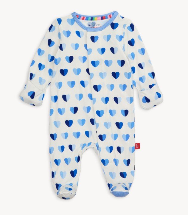 Blue XOXO Modal Footie Baby Sleepwear Magnetic Me